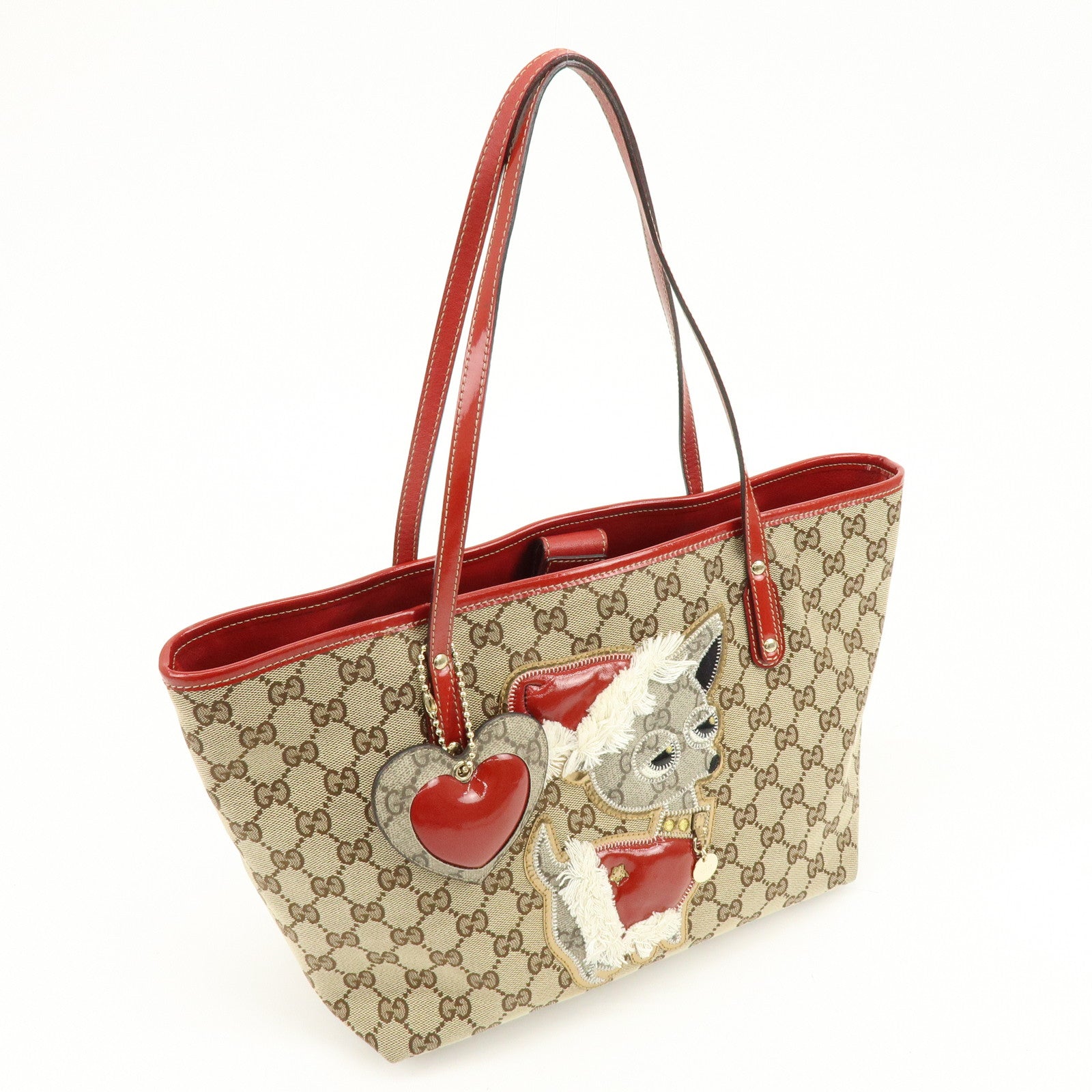 GUCCI Gucciori GG Canvas Leather PVC Shoulder Bag Beige Red 212376