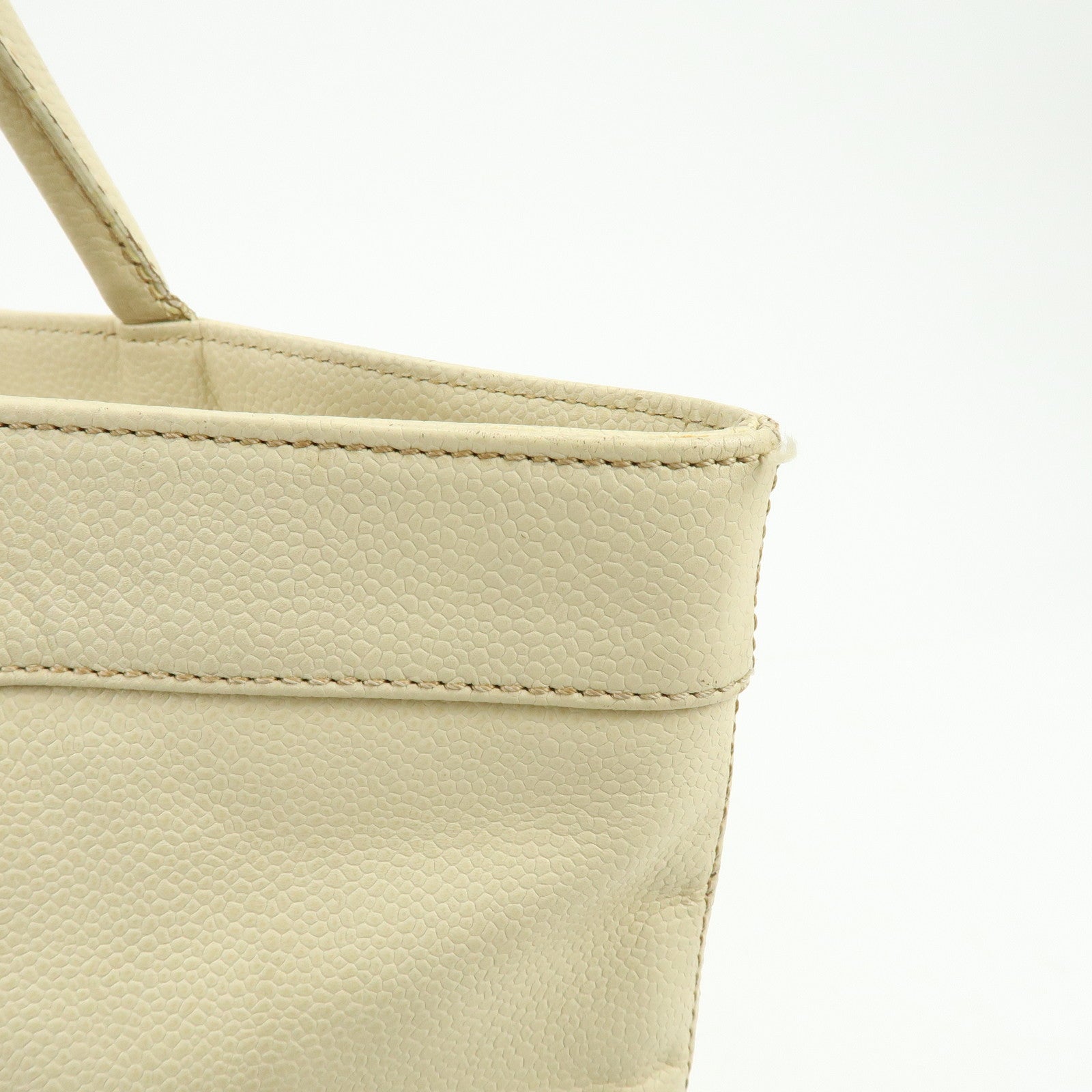 CHANEL COCO Mark Caviarskin Tote Bag Shoulder Bag Hand Bag Ivory