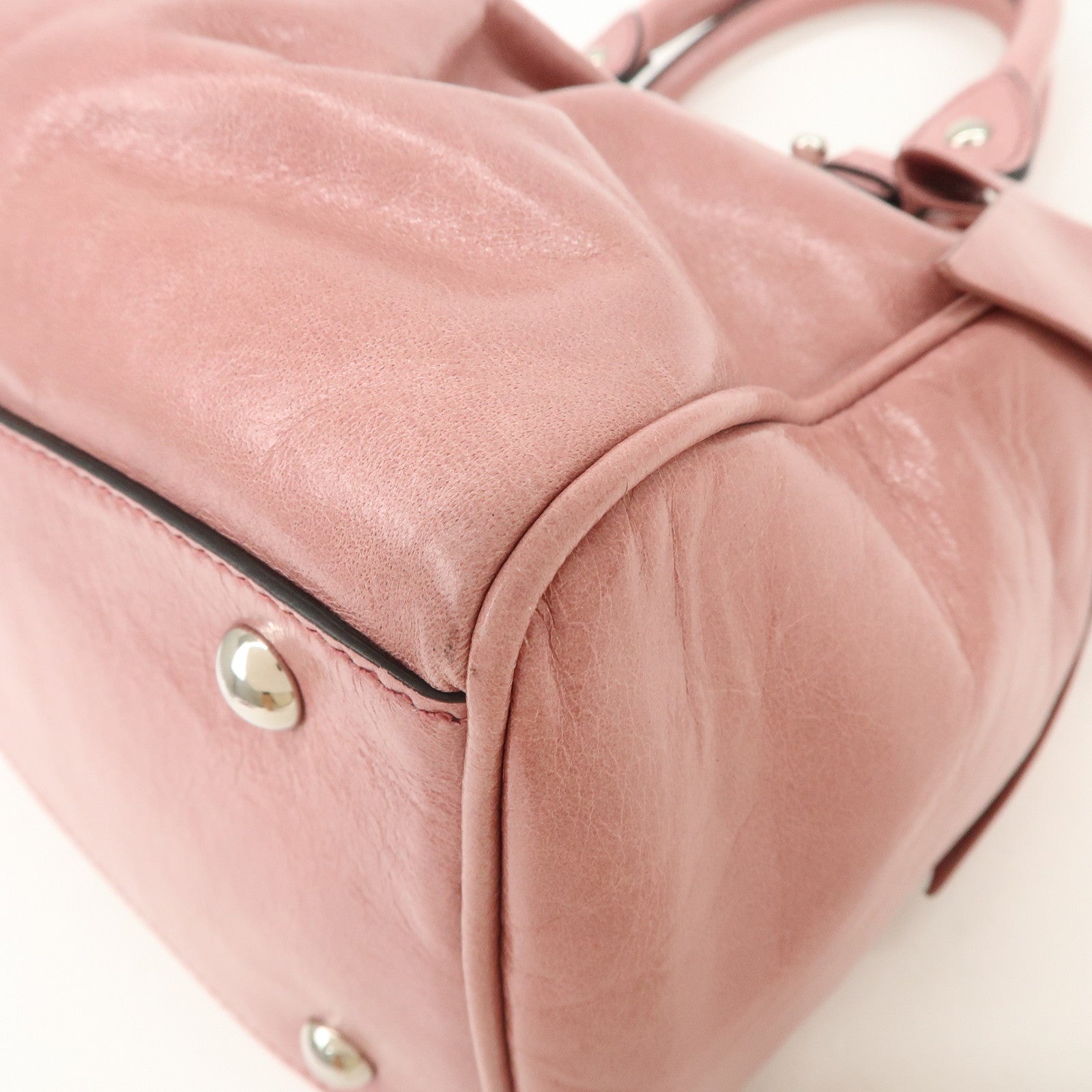 MIU MIU Vitello Lux 2Way Bag Hand Bag Shoulder Bag Pink RN0955