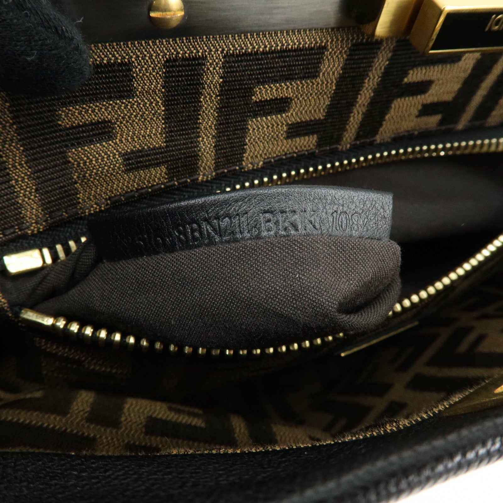 FENDI Peekaboo Leather 2Way Bag Hand Bag Shoulder Bag Black 8BN211