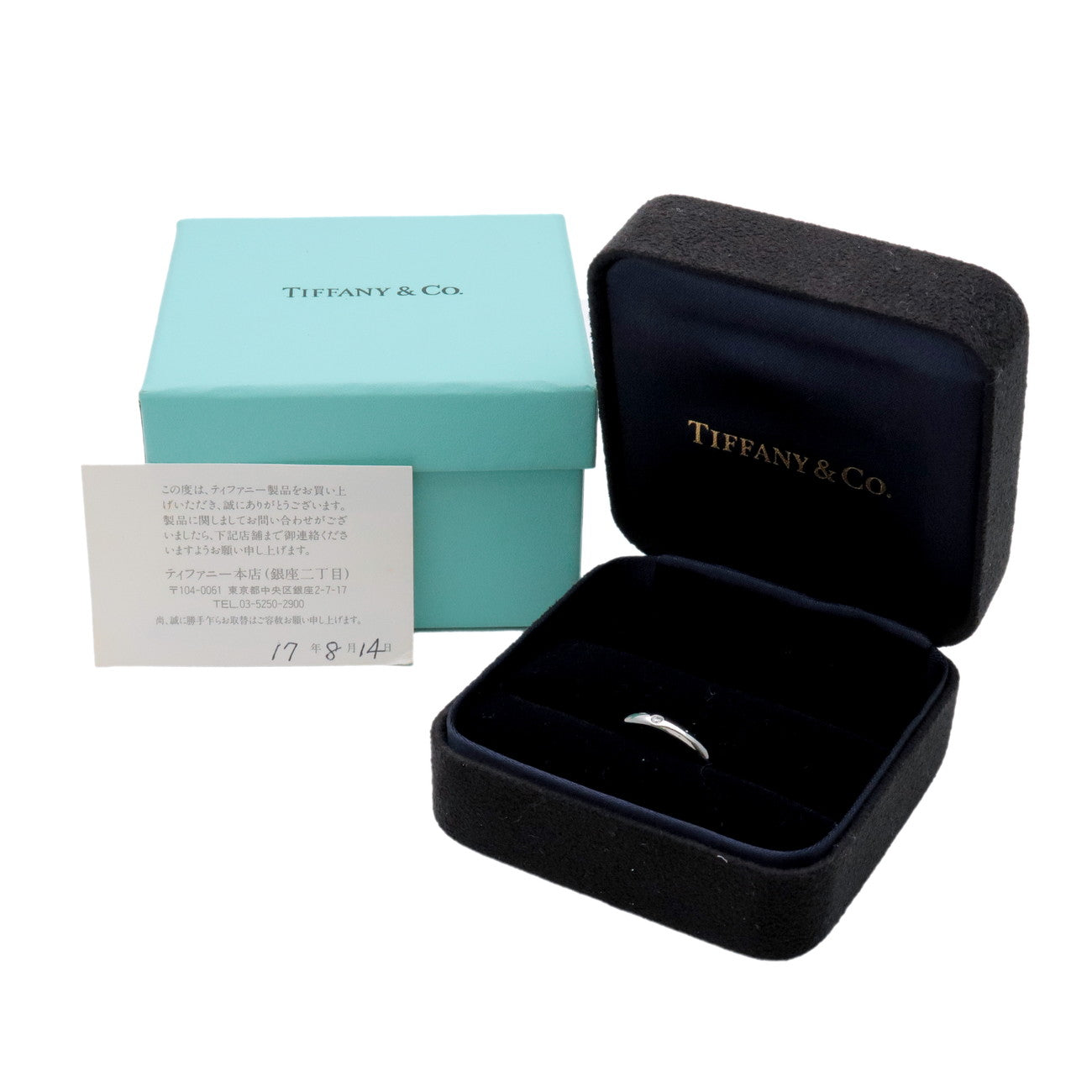 Tiffany & Co Stacking Band 1P Diamond Ring PT950 Platinum US5 EU49