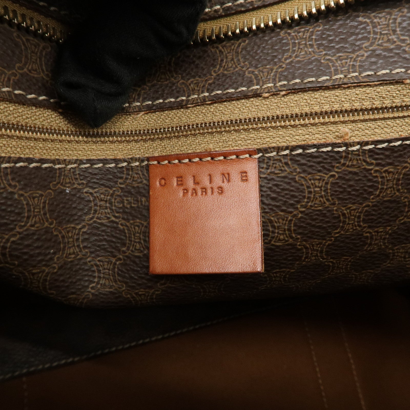 CELINE Macadam PVC Coating Canvas Tote Bag Shoulder Bag Brown