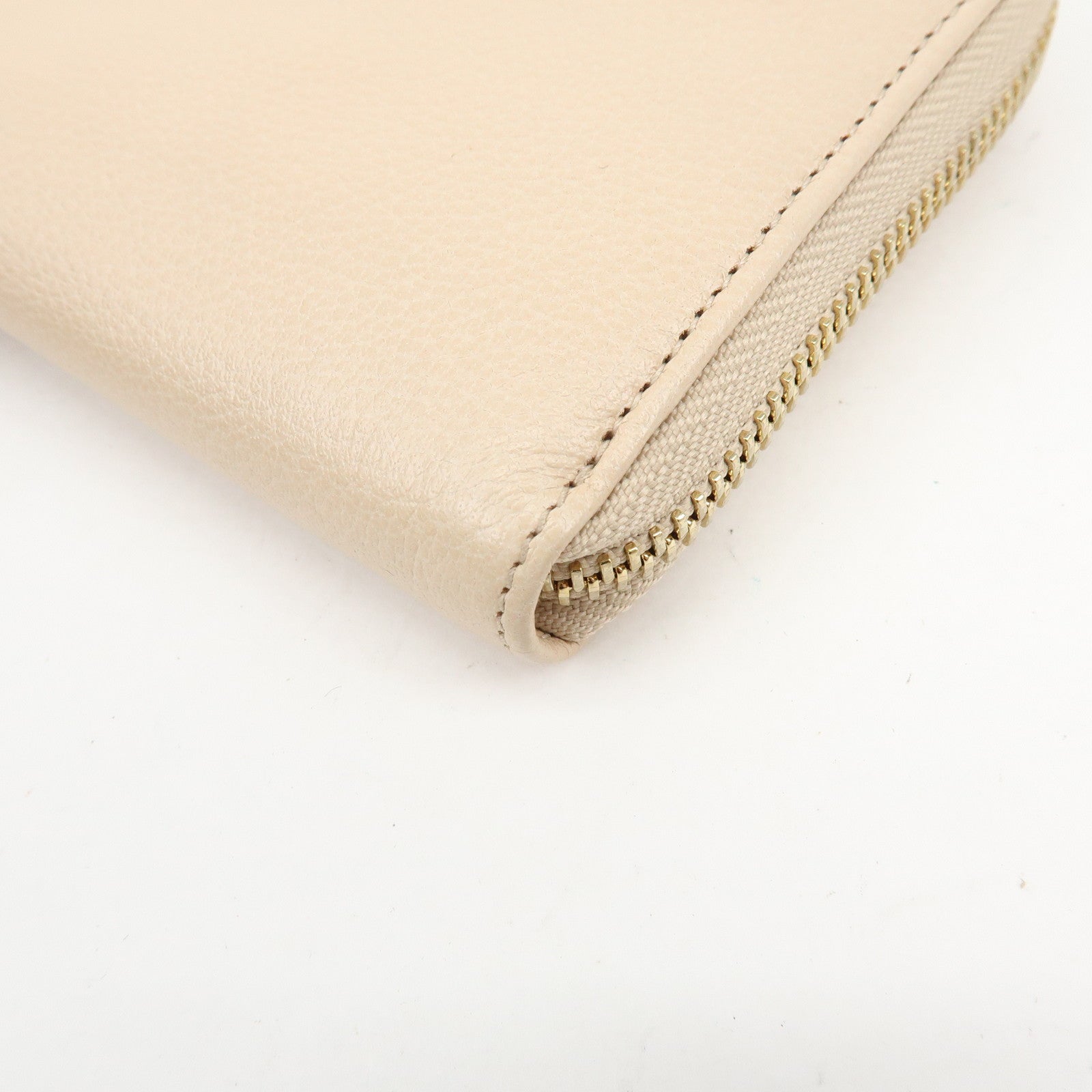 BVLGARI Logo Leather Round Zippy Long Wallet Pink Beige