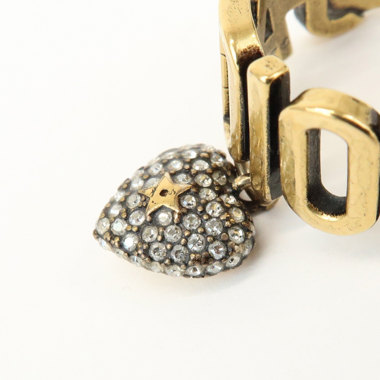 Christian Dior J'ADIOR Metal Rhinestone Star Heart Ring M Gold