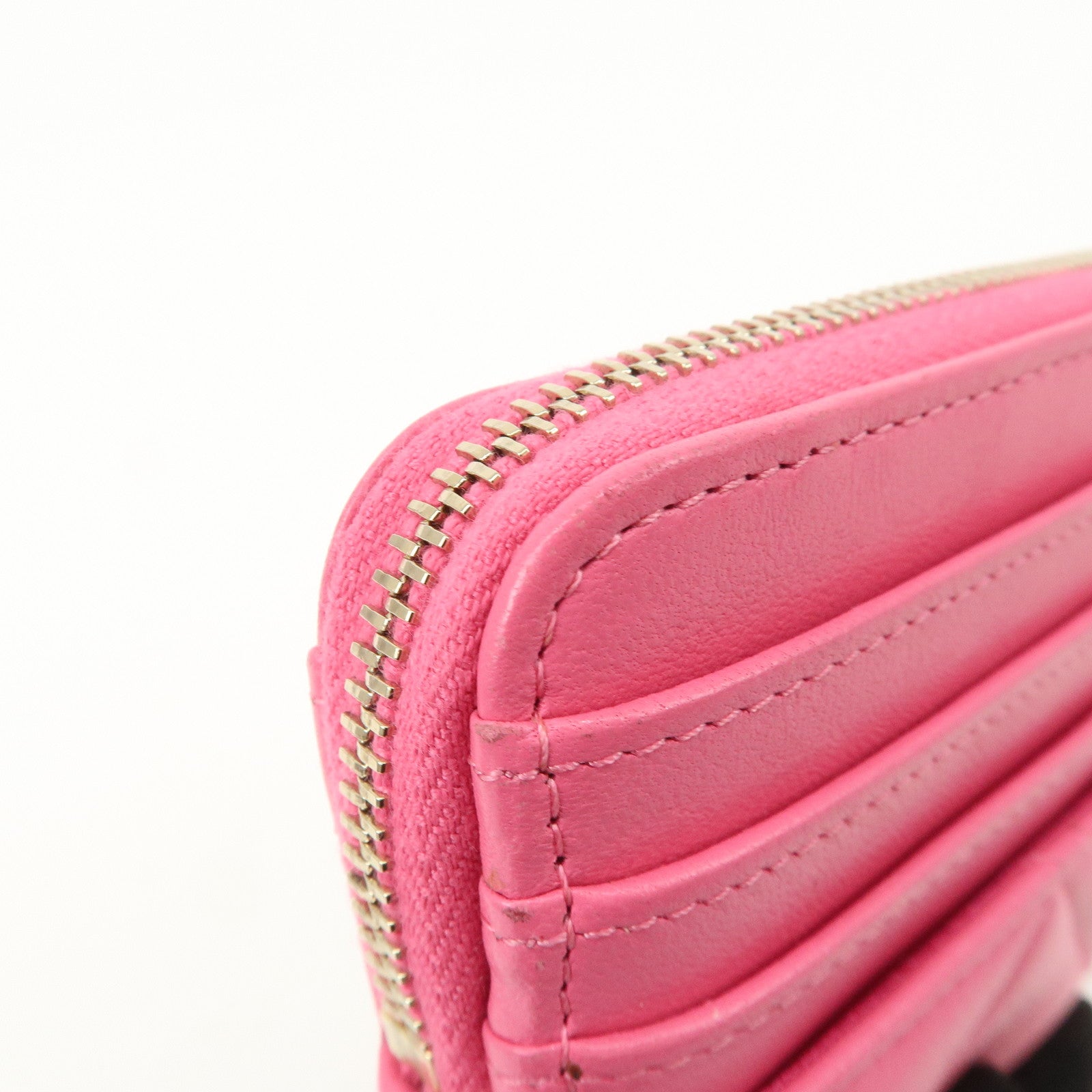 CHANEL Matelasse Leather Zippy Coin Wallet Coin Purse Pink AP2086