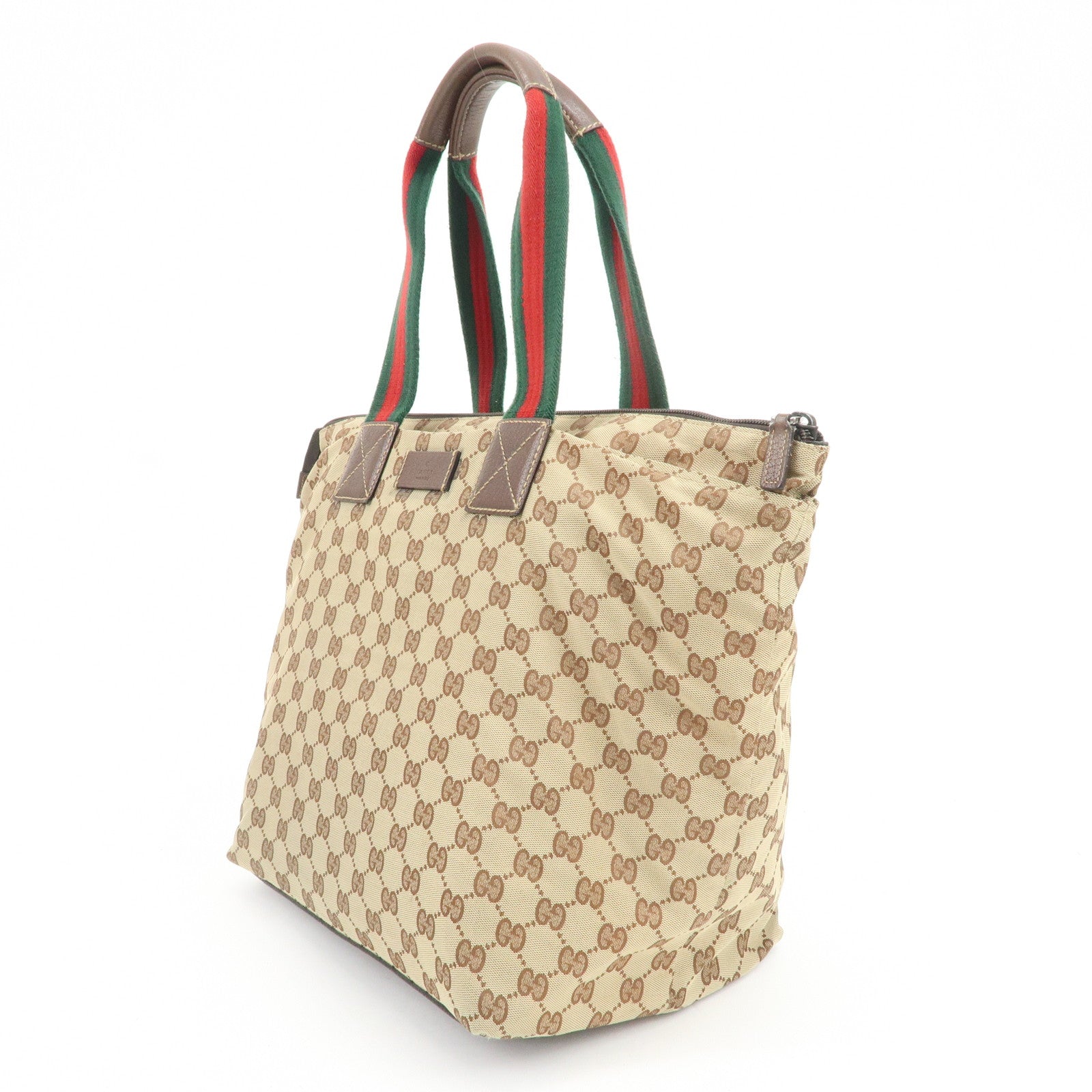 GUCCI Sherry GG Canvas Leather Tote Bag Shoulder Bag Brown 131231