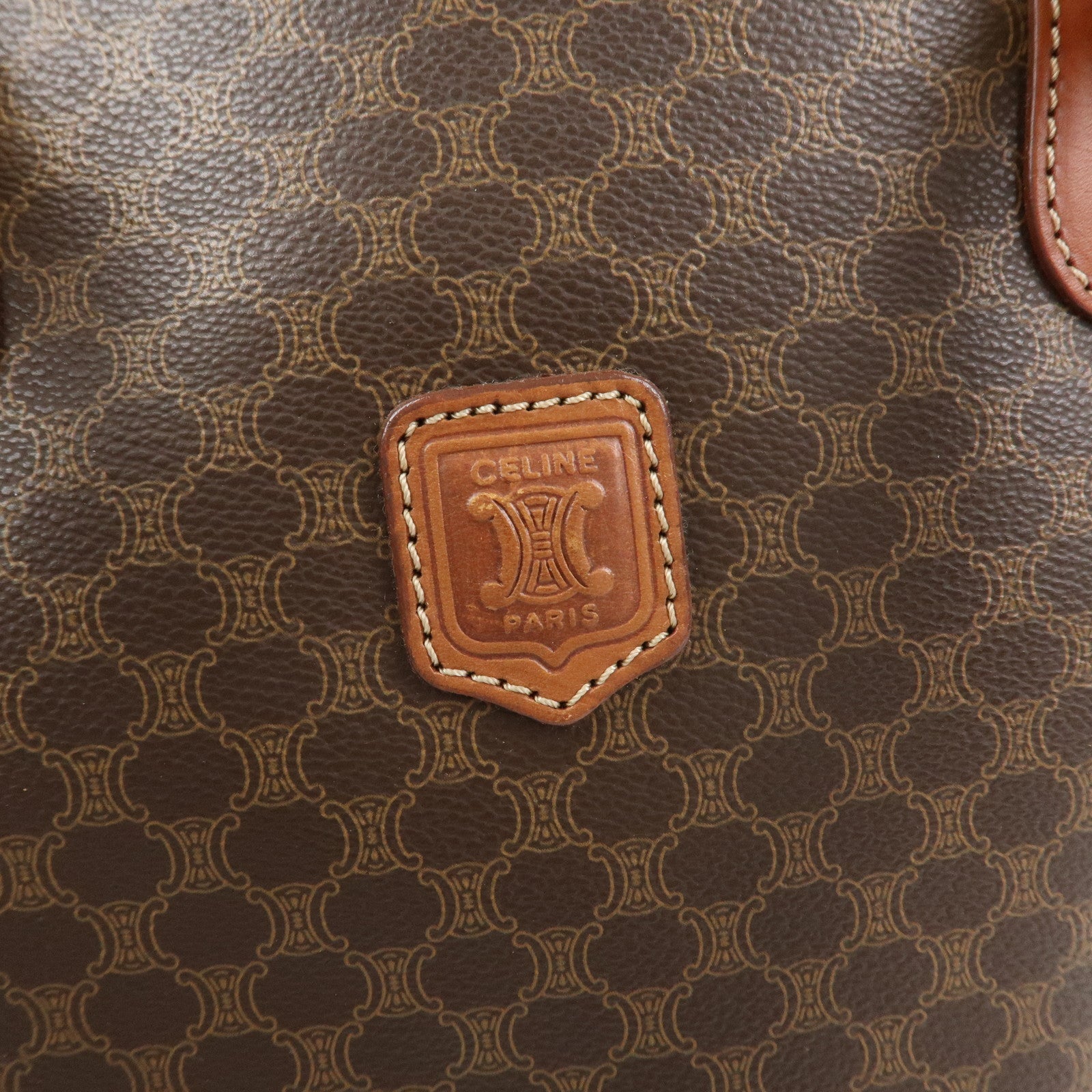 CELINE Macadam PVC Leather Tote Bag Hand Bag Shoulder Bag Brown