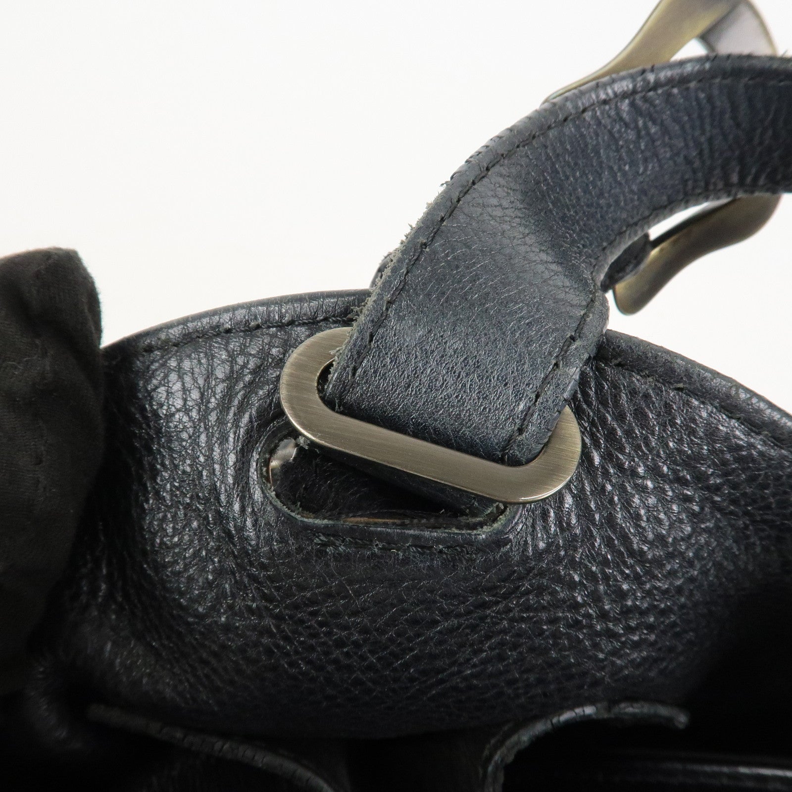 FENDI Logo Leather Shoulder Bag Tote Bag Black 8BR579