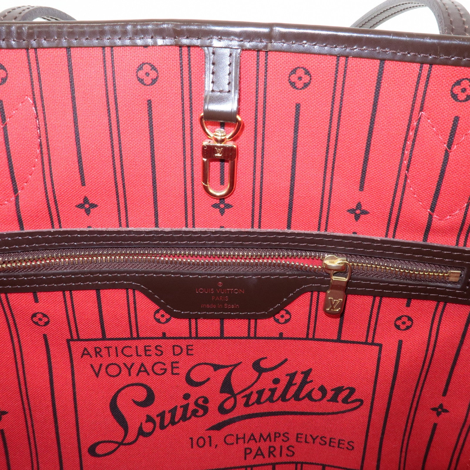 Louis Vuitton Damier Ebene Canvas Neverfull MM Tote Bag N51105 Used