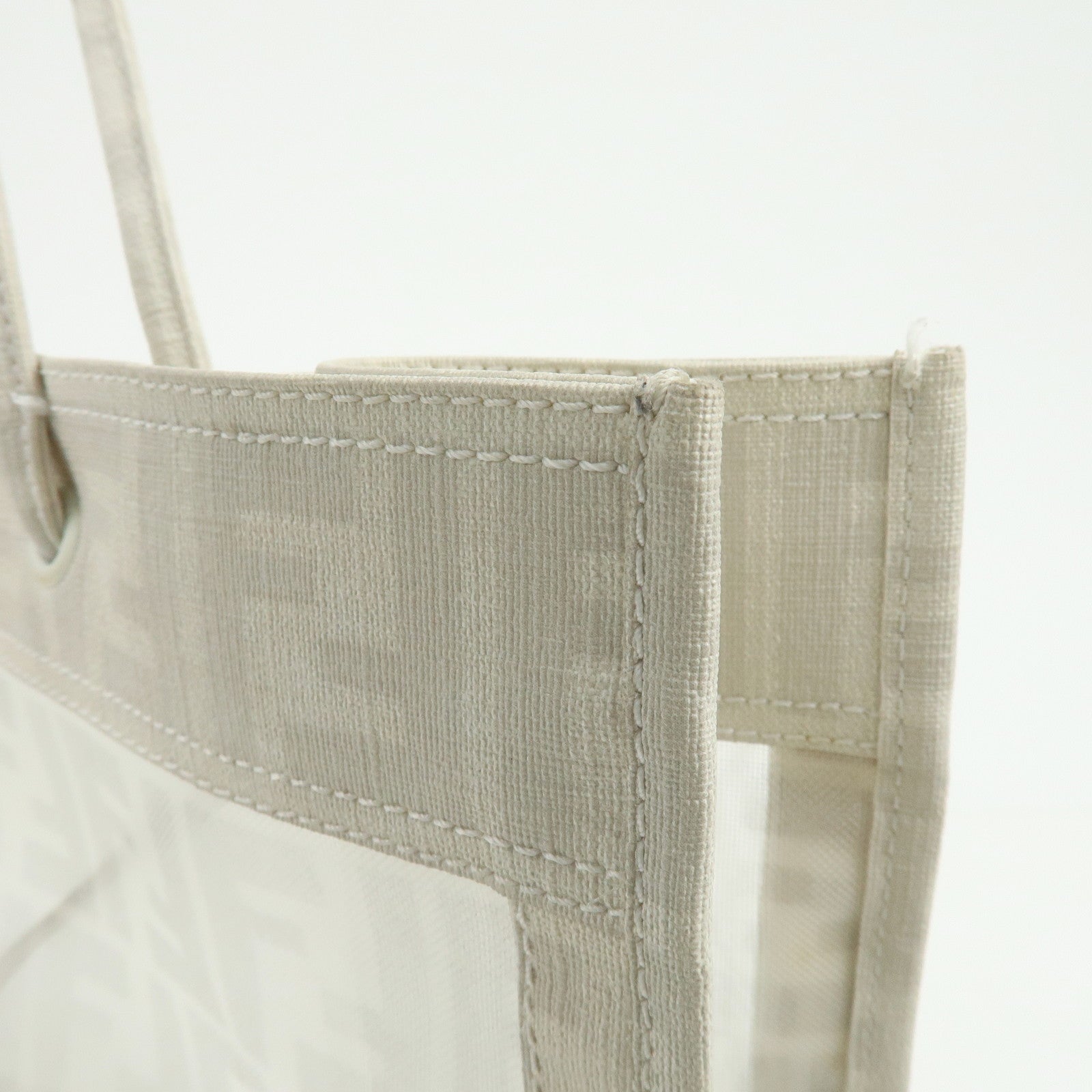 FENDI Zucca Mesh PVC Coated Tote Bag Shoulder Bag White 8BH183