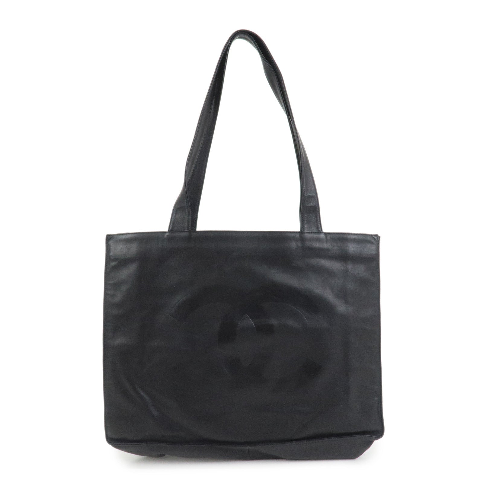 CHANEL COCO Mark Calf Leather Tote Bag Shoulder Bag Black