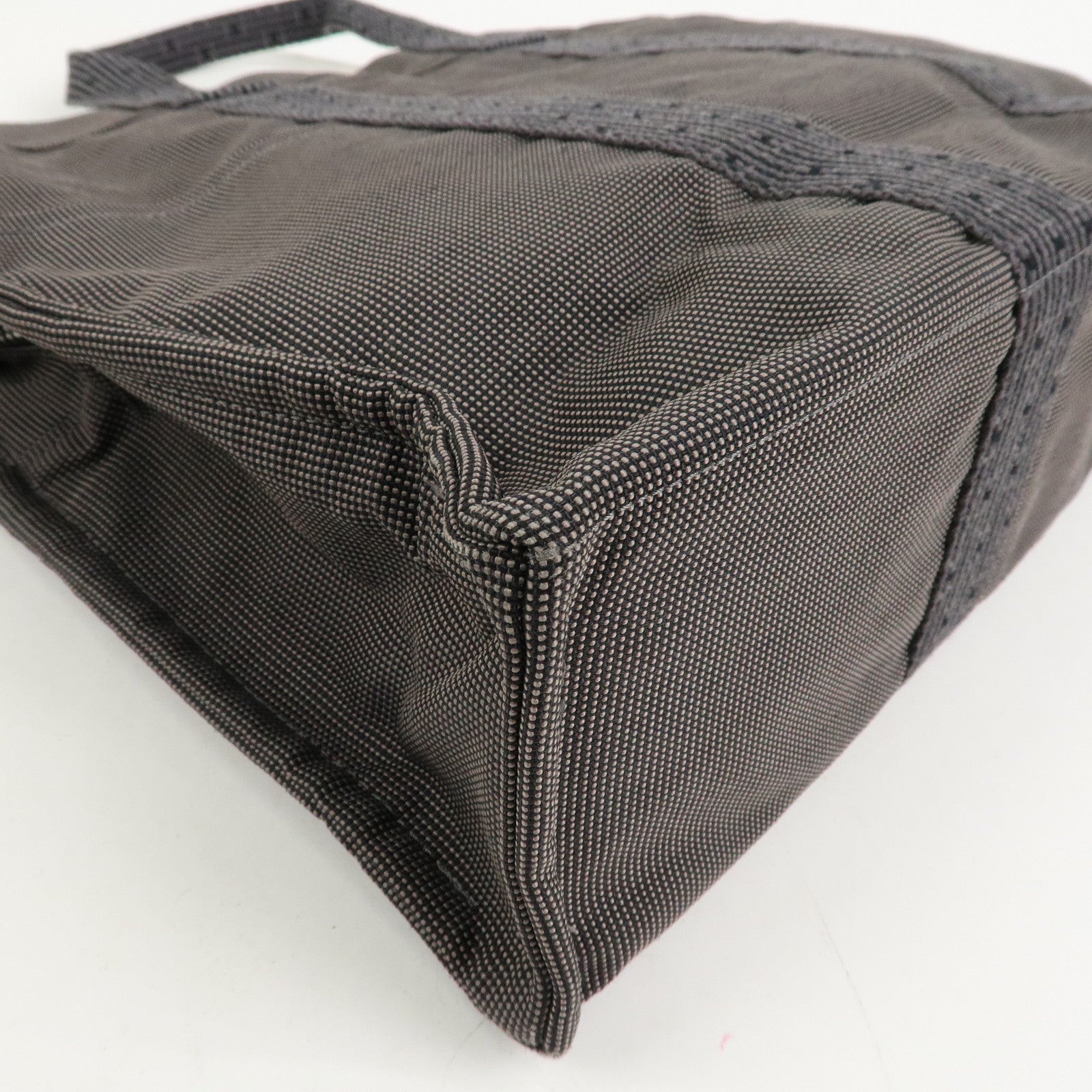 HERMES Herline MM Nylon Canvas Tote Bag Hand Bag Black