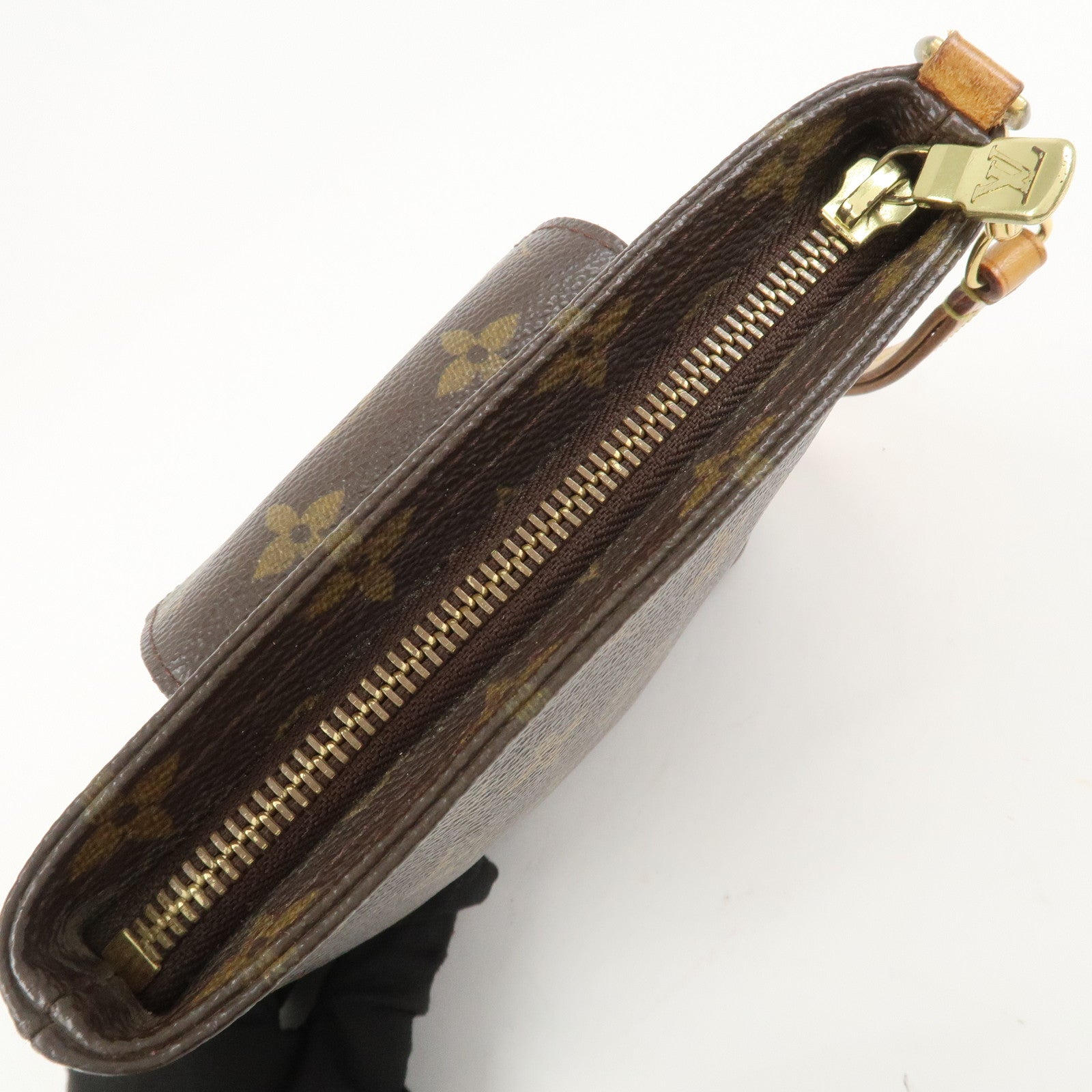 Louis Vuitton Monogram Partition Pouch Wristlet Bag Brown M51901