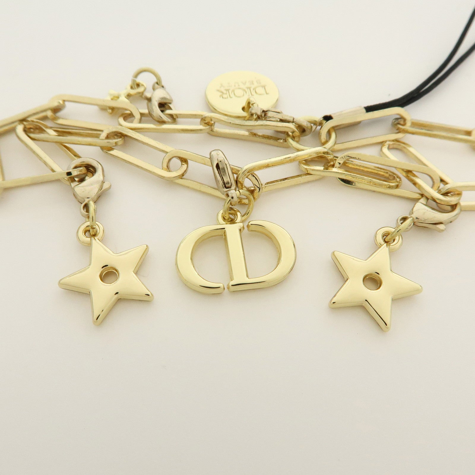 Christian Dior Star Motif CD Logo Metal Bag Charm Key Holder Gold