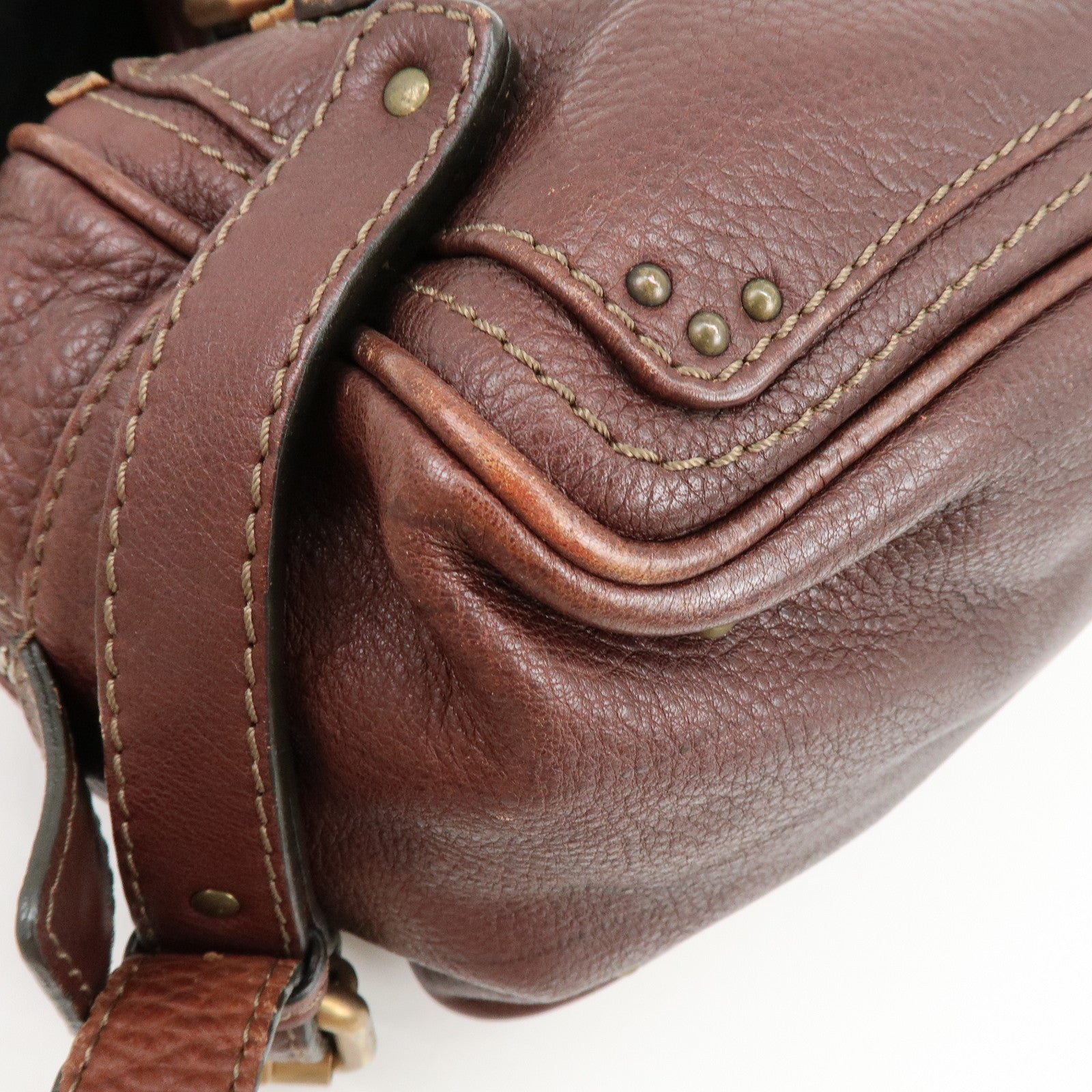 Chloe Paddington Leather Hand Bag Boston Bag Medium Brown