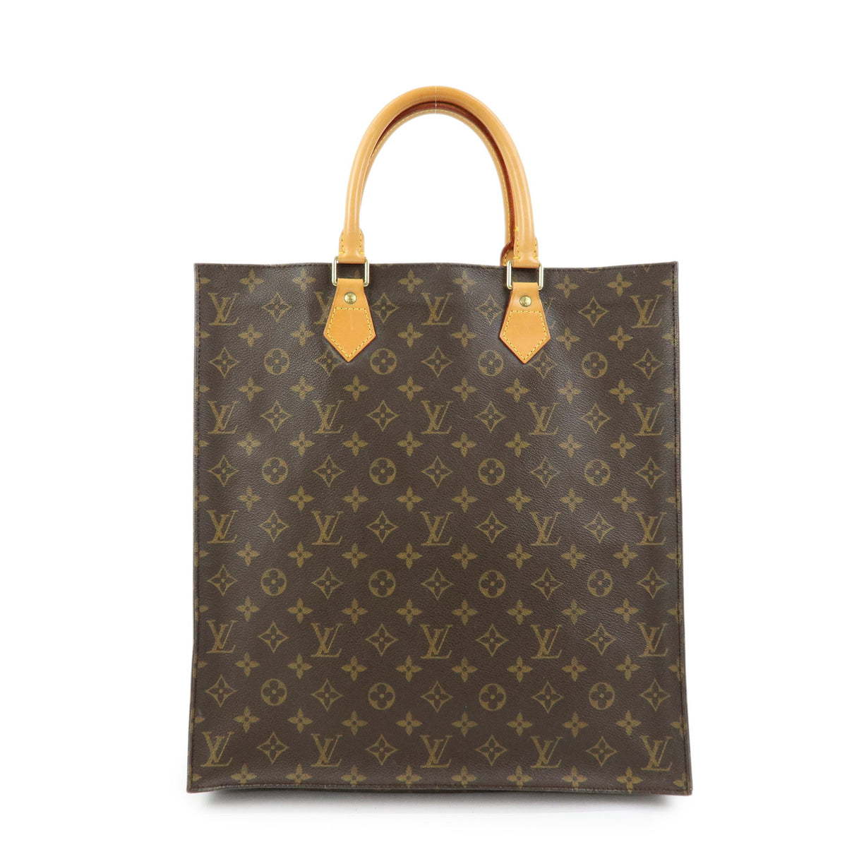 Louis Vuitton Monogram Sac Plat Tote Bag Hand Bag Brown M51140