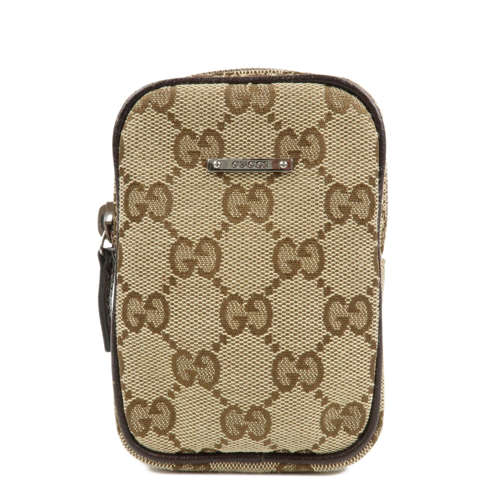 GUCCI GG Canvas Leather Cigarette Case Beige Brown 115249