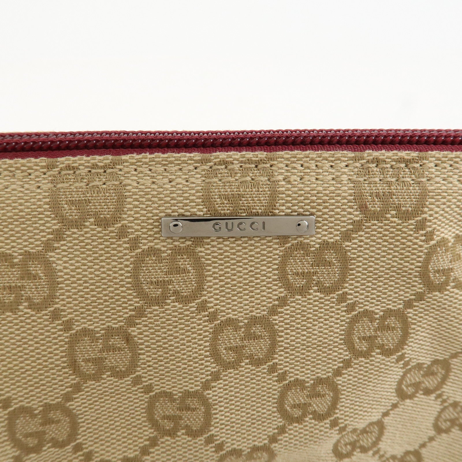 GUCCI Boat Bag GG Canvas Leather Shoulder Bag Beige Pink 07198