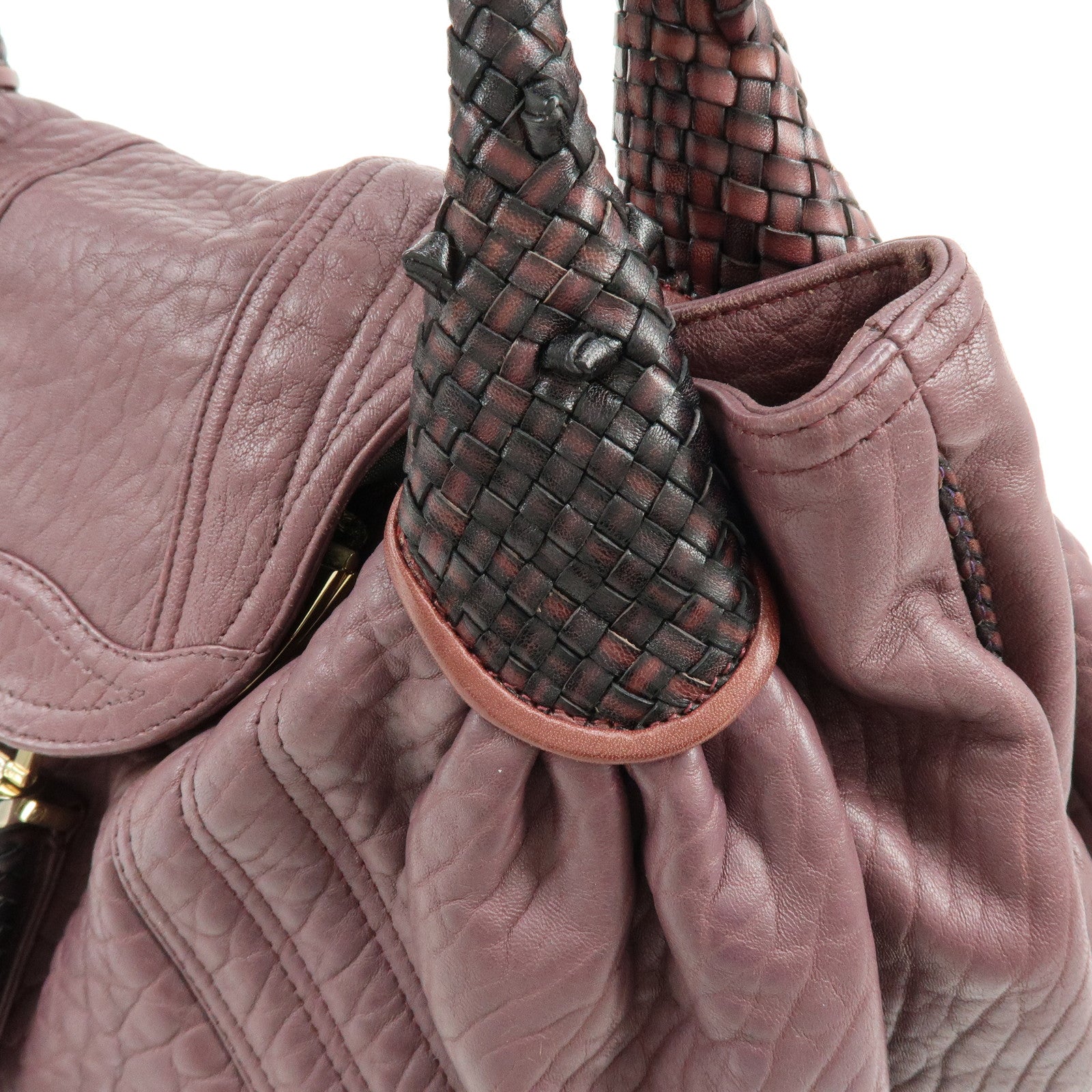 FENDI Leather Spy Bag Hand Bag Shoulder Bag Purple 8BR511