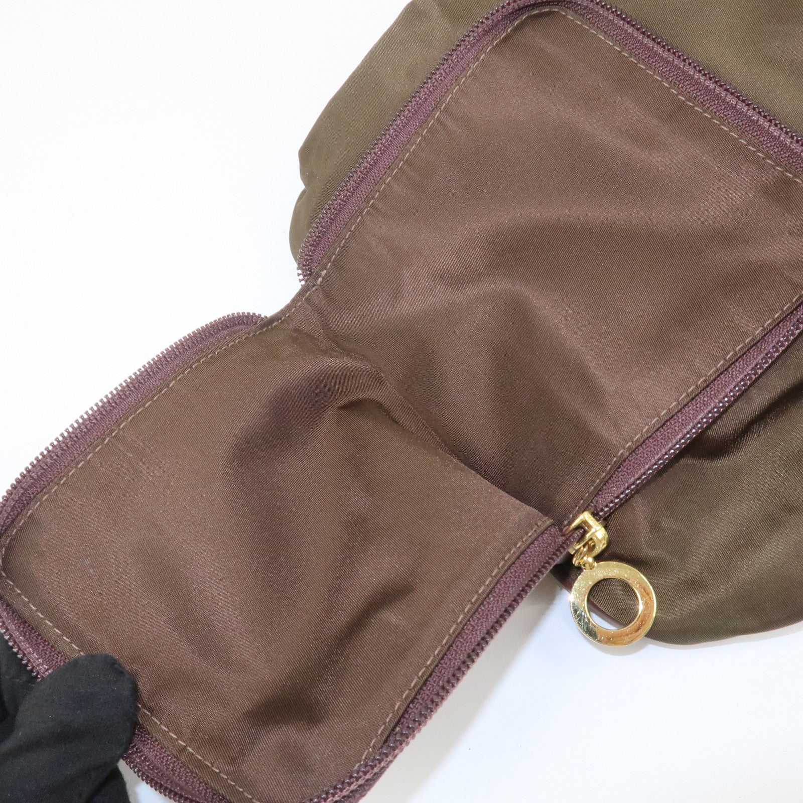 CELINE Logo Nylon Leather Backpack Ruck Sack Brown