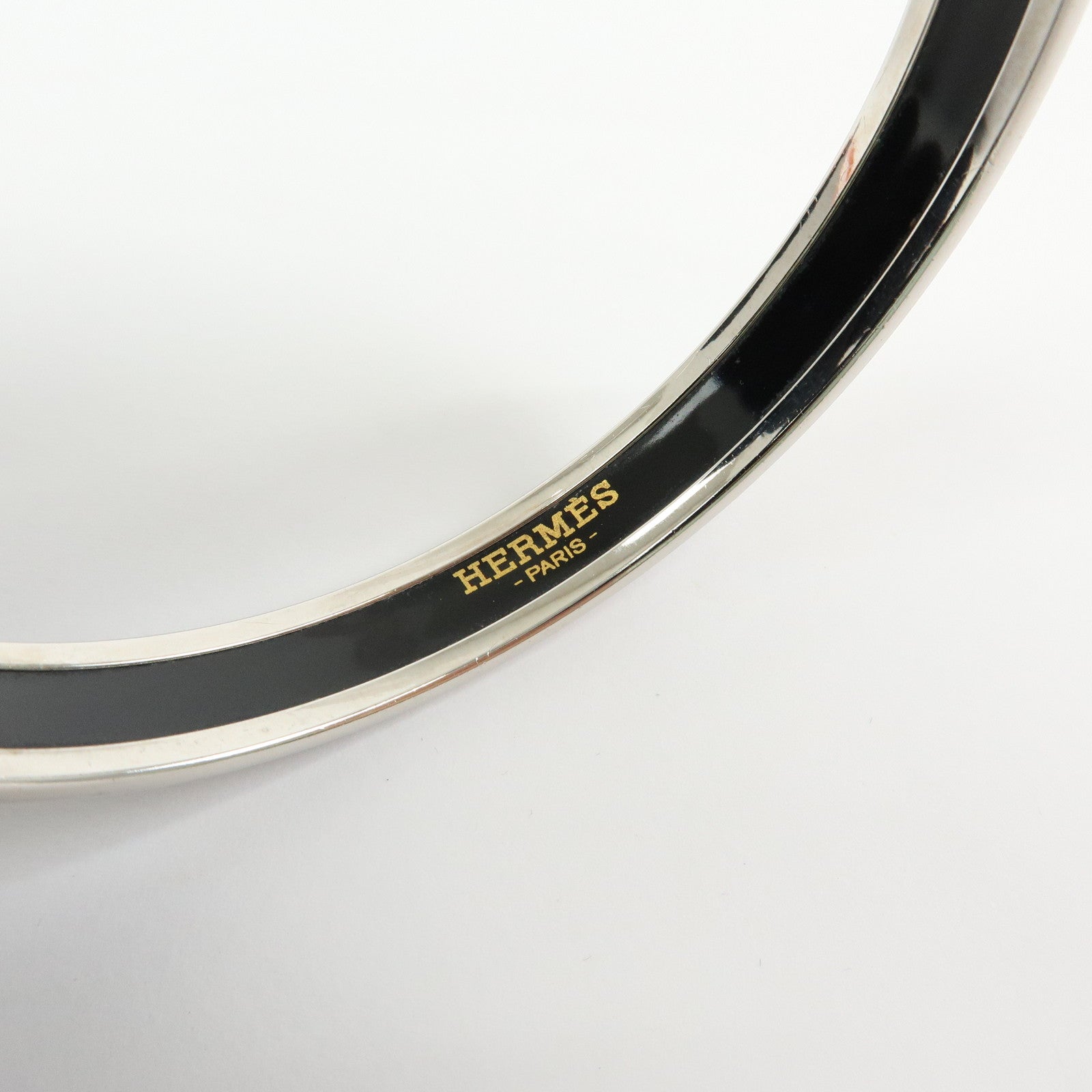 HERMES Email PM Plated Bangle Bracelet Silver Light Blue