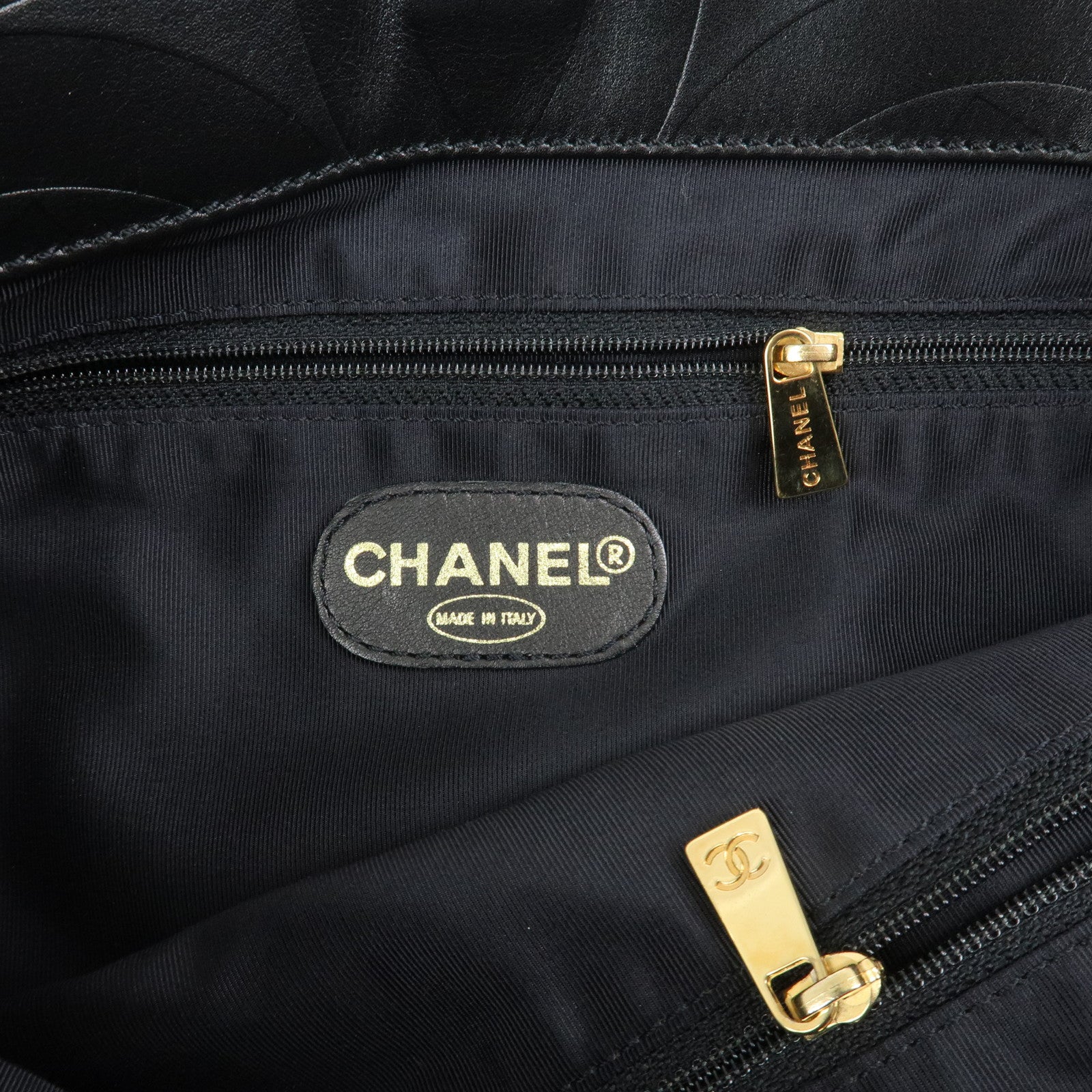 CHANEL COCO Mark Leather Bag Tote Bag Black Used