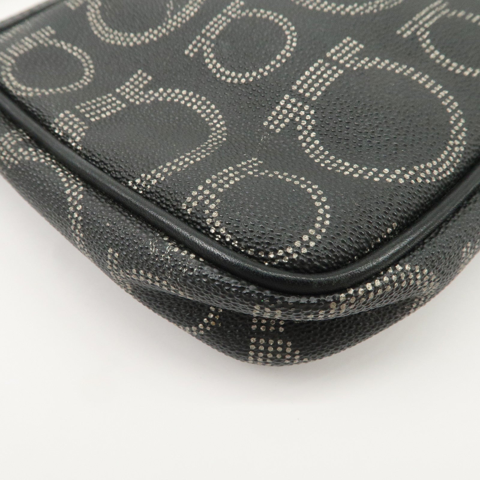 Ferragamo Gancini PVC Accessary Pouch Hand Bag Black