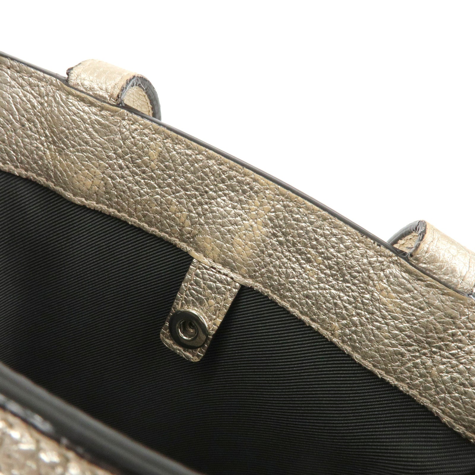 JIMMY CHOO Studs Leather 2Way Bag Hand Bag Silver