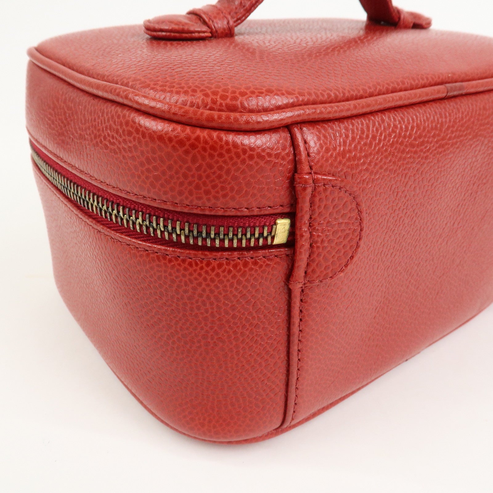 CHANEL COCO Mark Caviarskin Vanity Bag Hand Bag Red A01998