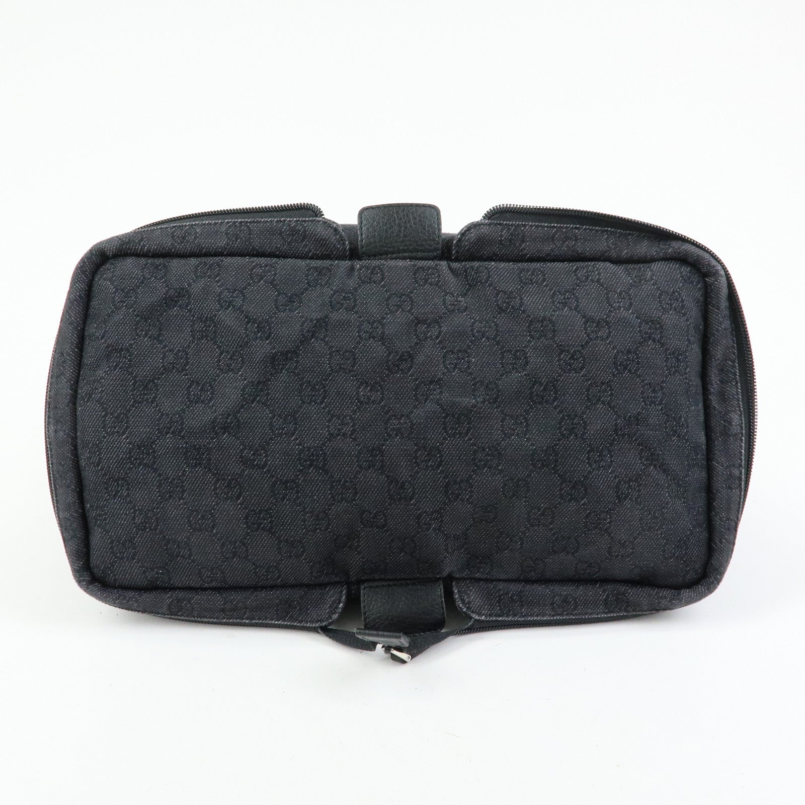 GUCCI GG Denim Leather Foldable Tote Bag Shoulder Bag Black 152232