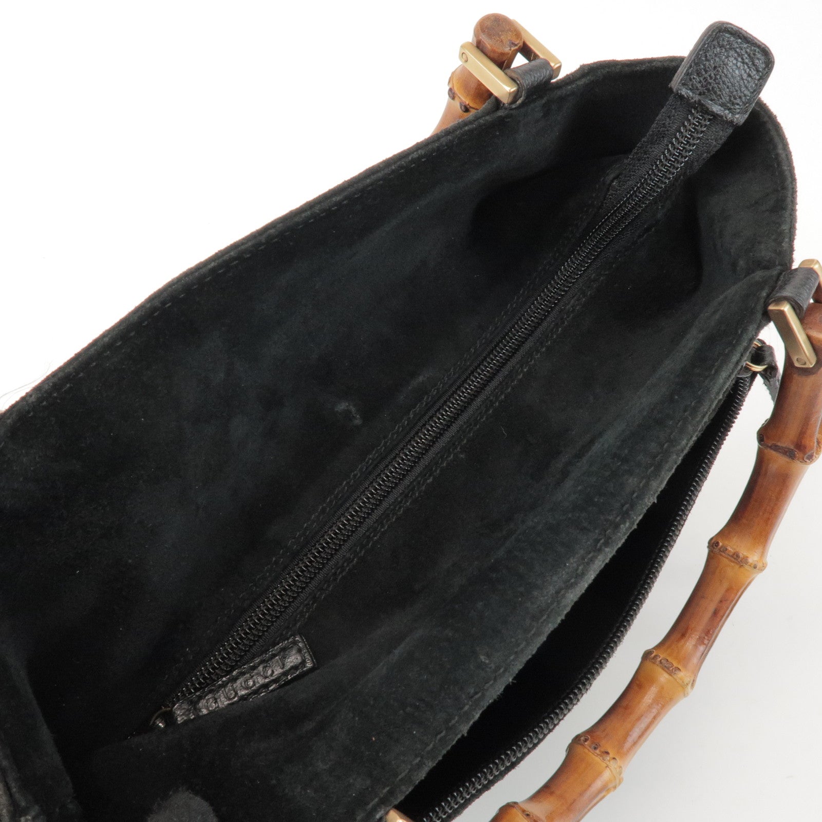 GUCCI Bamboo Suede 2Way Bag Hand Bag Shoulder Bag Black 0022122
