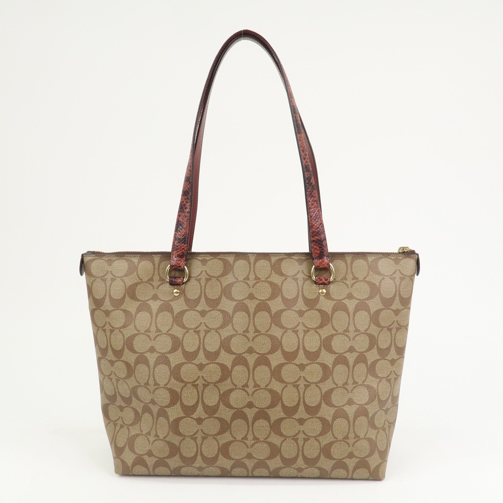 COACH Signature PVC Embossed Leather Tote Bag Shoulder Bag Brown