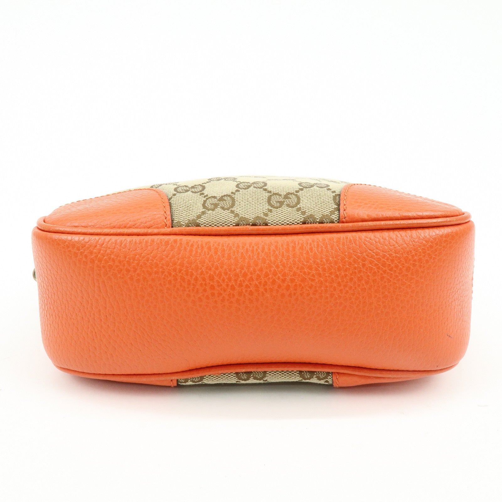 GUCCI GG Canvas Leather Shoulder Bag Beige Orange 449413