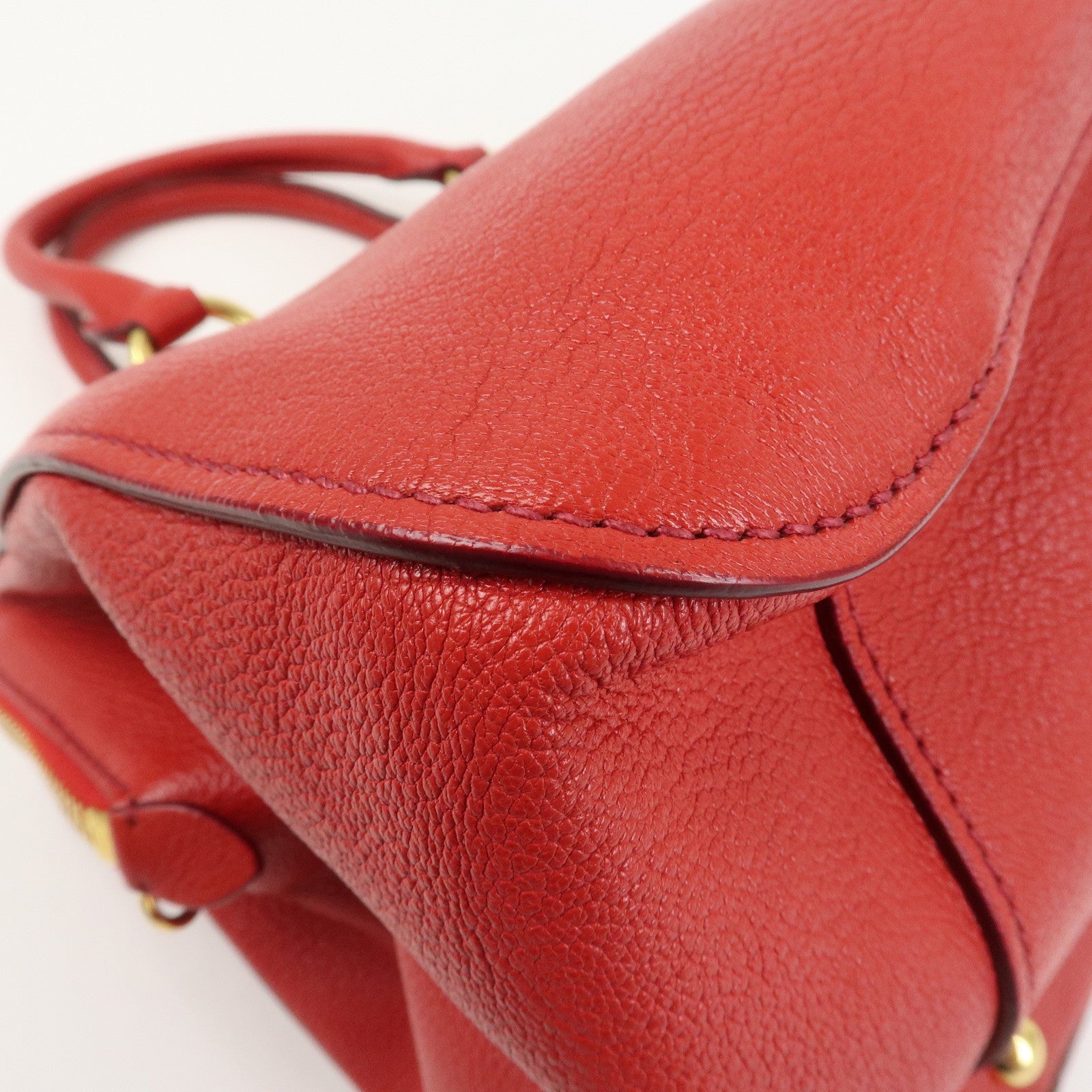 MIU MIU Logo Leather 2Way Bag Hand Bag Shoulder Bag Red RL0060