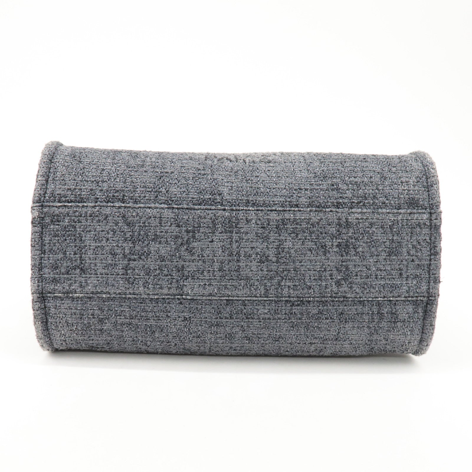 CHANEL Deauville Raffia Leather Chain Tote Bag MM Navy A66941 Used