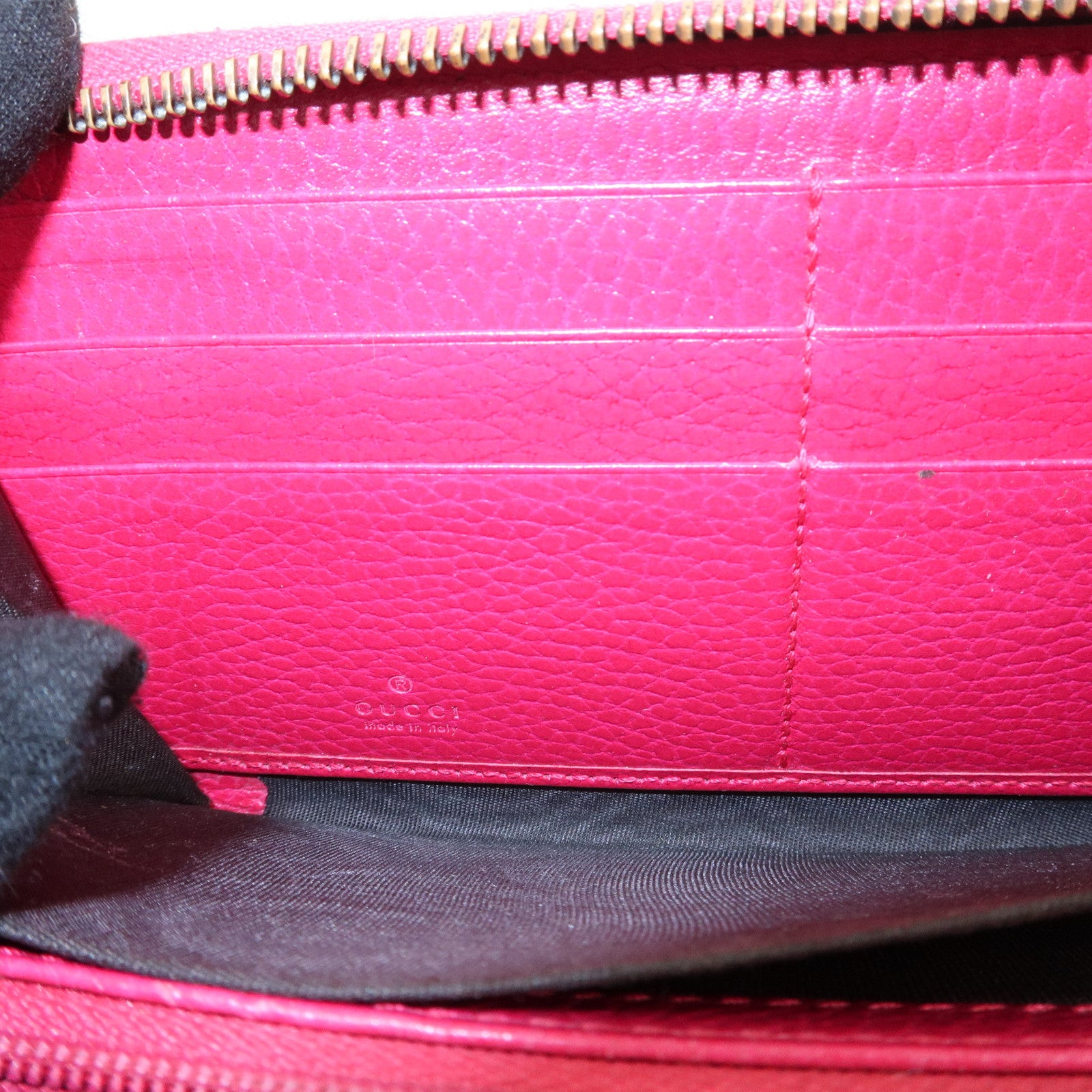 GUCCI Set of 3 Leather Long Wallet Round Zippy Wallet Bi-fold Wallet Dark Brown Pink Used