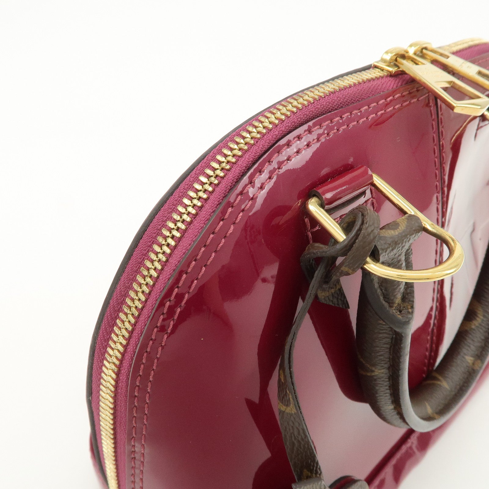 Louis Vuitton Monogram Vernis Alma BB 2Way Hand Bag Magenta M54785 Used