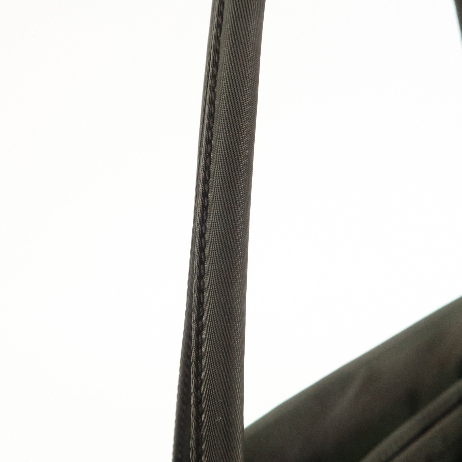 PRADA Triangle Logo Nylon Tote Bag Hand Bag Brown