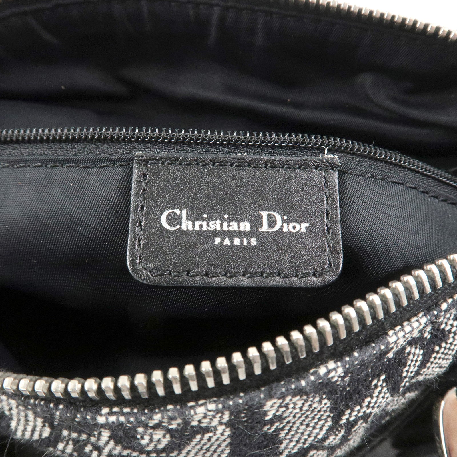Christian Dior Trotter Canvas Leather Mini Boston Hand Bag Black