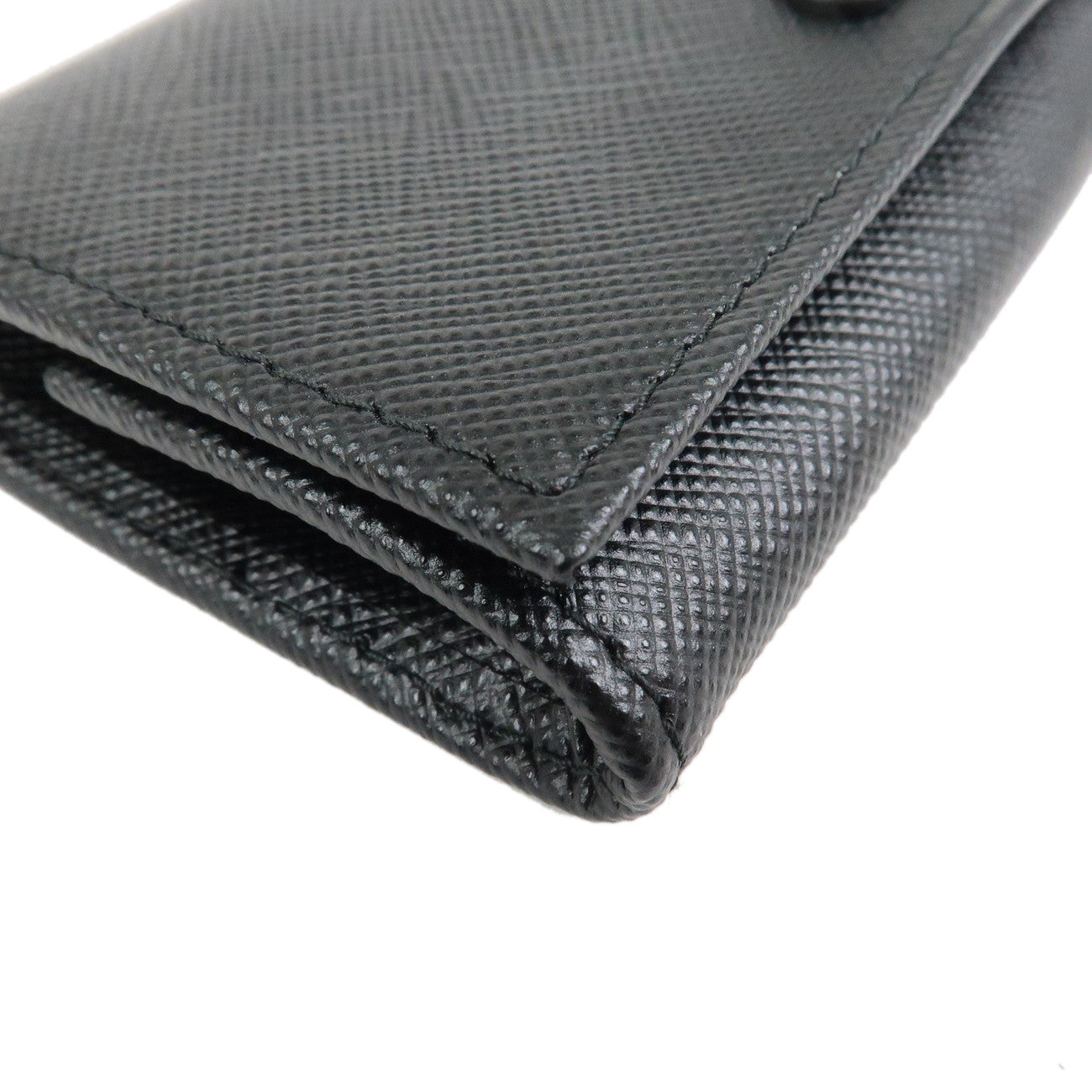 PRADA Triangle Logo Saffiano Leather Coin Case Black 2MM935