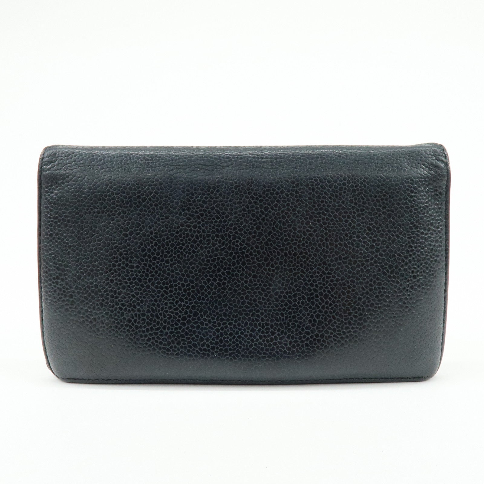 CHANEL COCO Mark Caviarskin Bi-fold Long Wallet Black A48651
