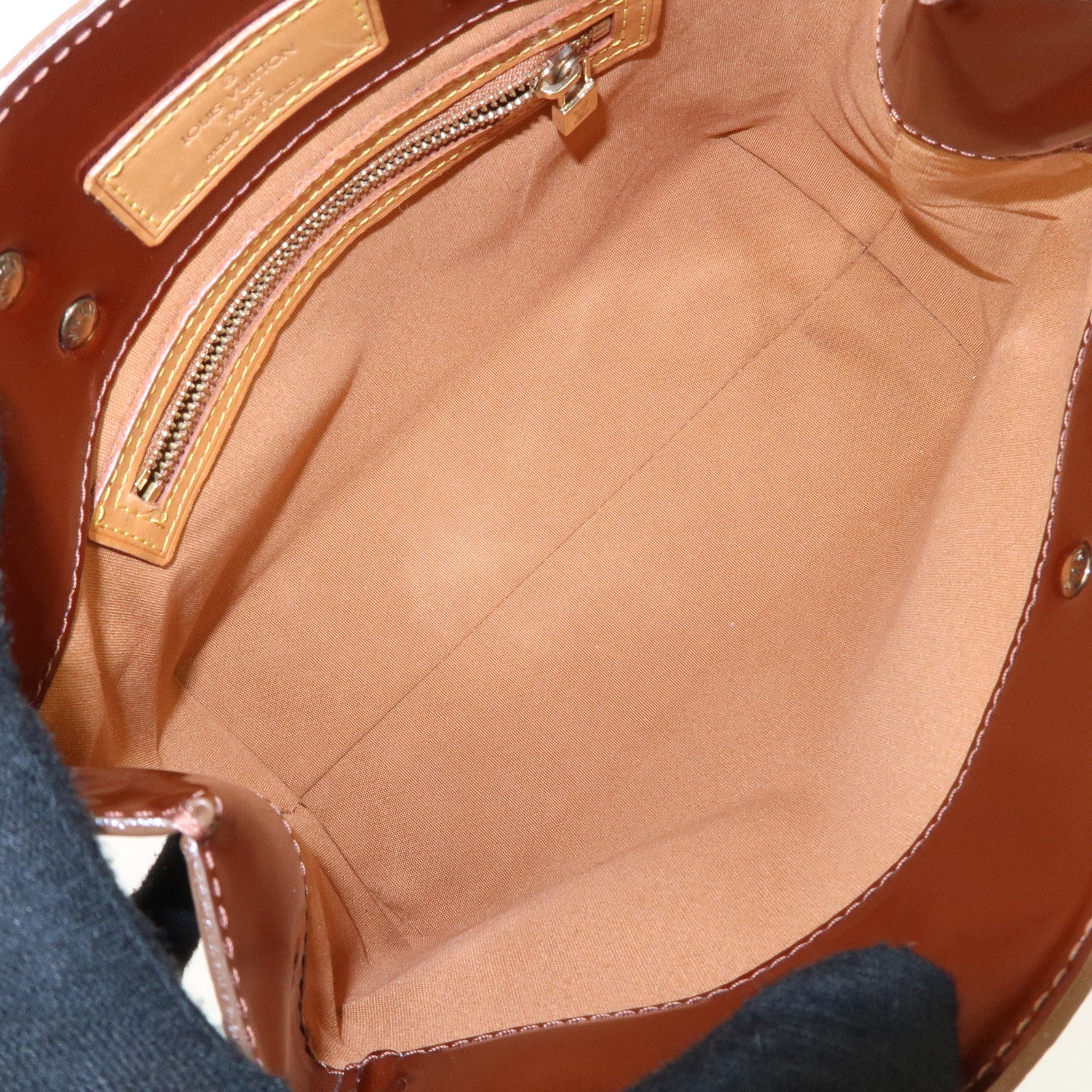 Louis Vuitton Monogram Vernis Lead PM Hand Bag Bronze M91146 Used