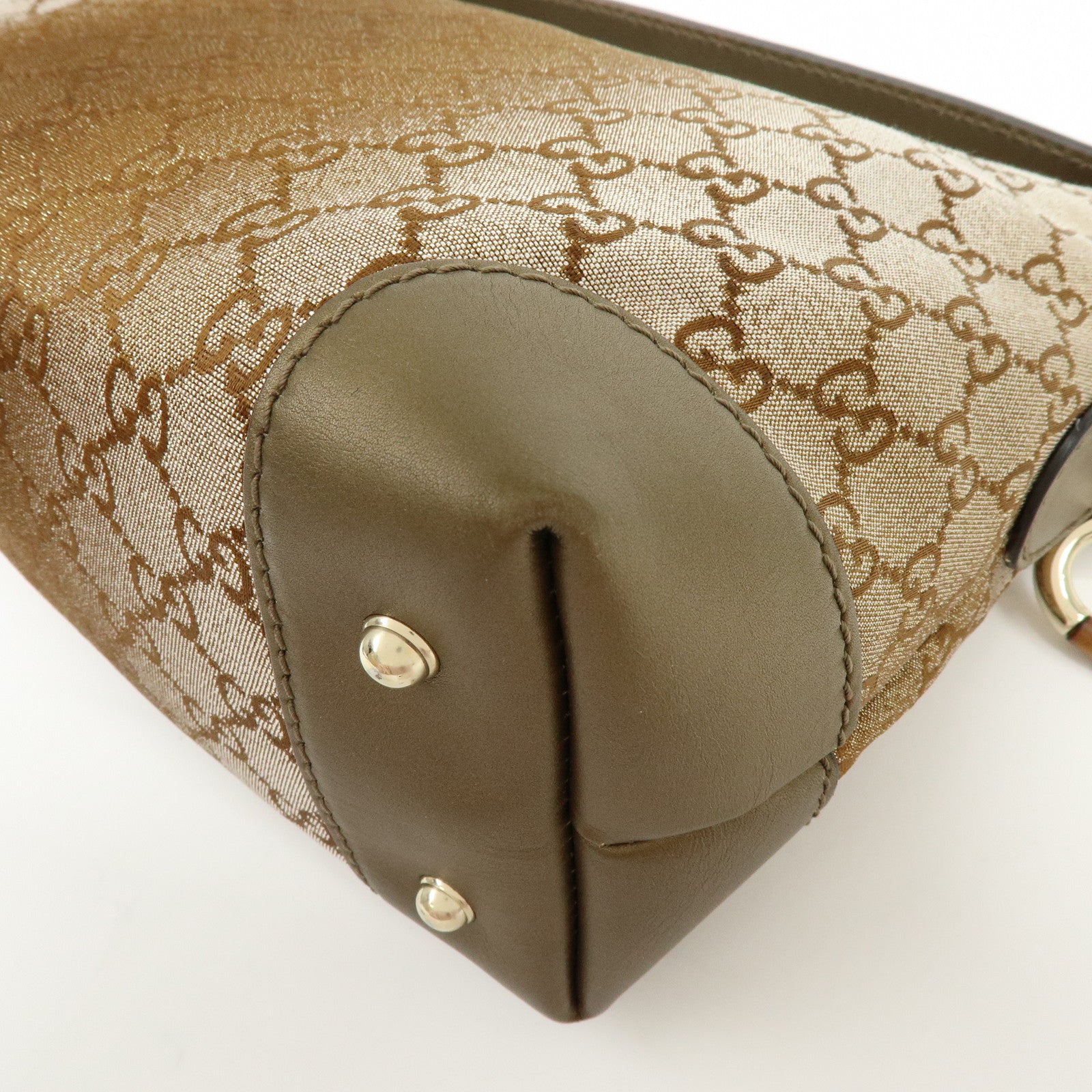 GUCCI Bamboo Lovely Heart Horsebit Shoulder Bag Beige Khaki 269959