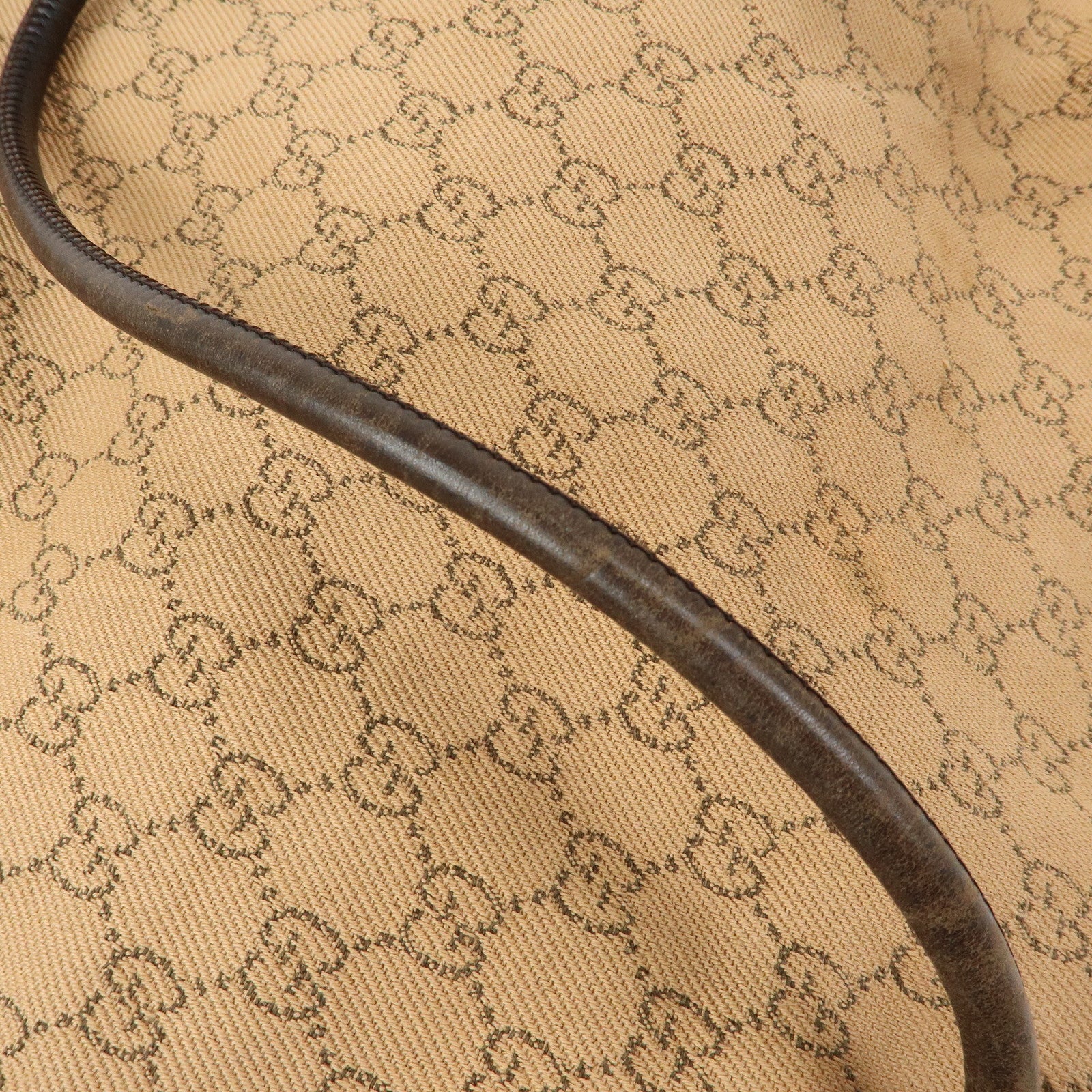 GUCCI GG Denim Leather Tote Bag Shoulder Bag Brown Beige 101340