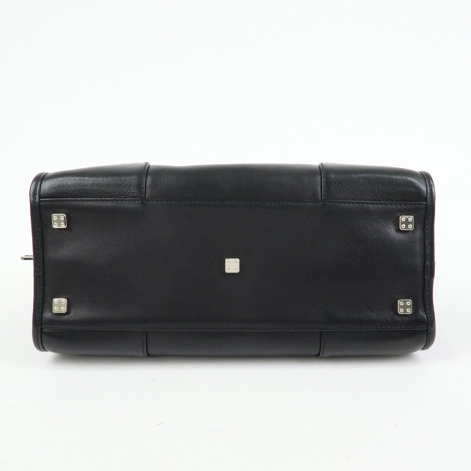 LOEWE Anagram Amazona 28 Leather Hand Bag Boston Bag Black