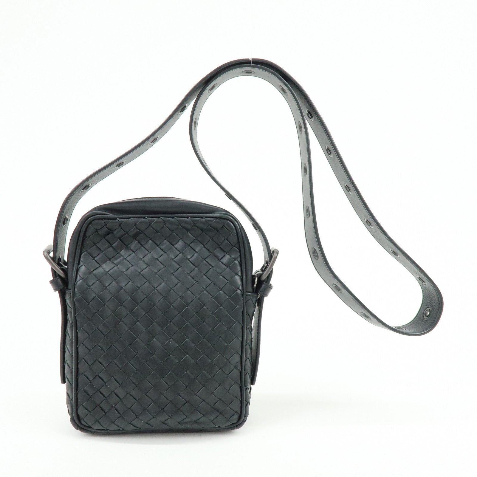 BOTTEGA VENETA Intrecciato Leather Shoulder Bag Black 163313