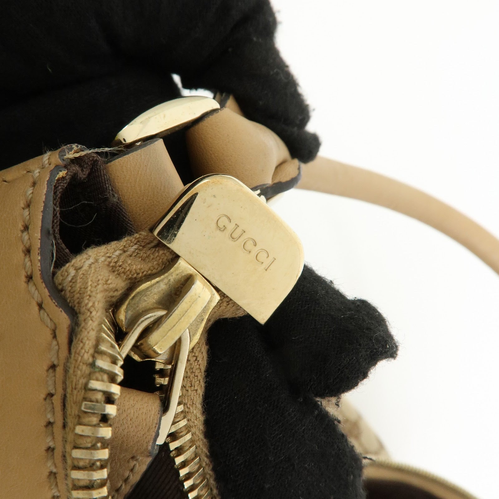 GUCCI Abbey GG Canvas Leather Shoulder Bag Hand Bag Brown 189833