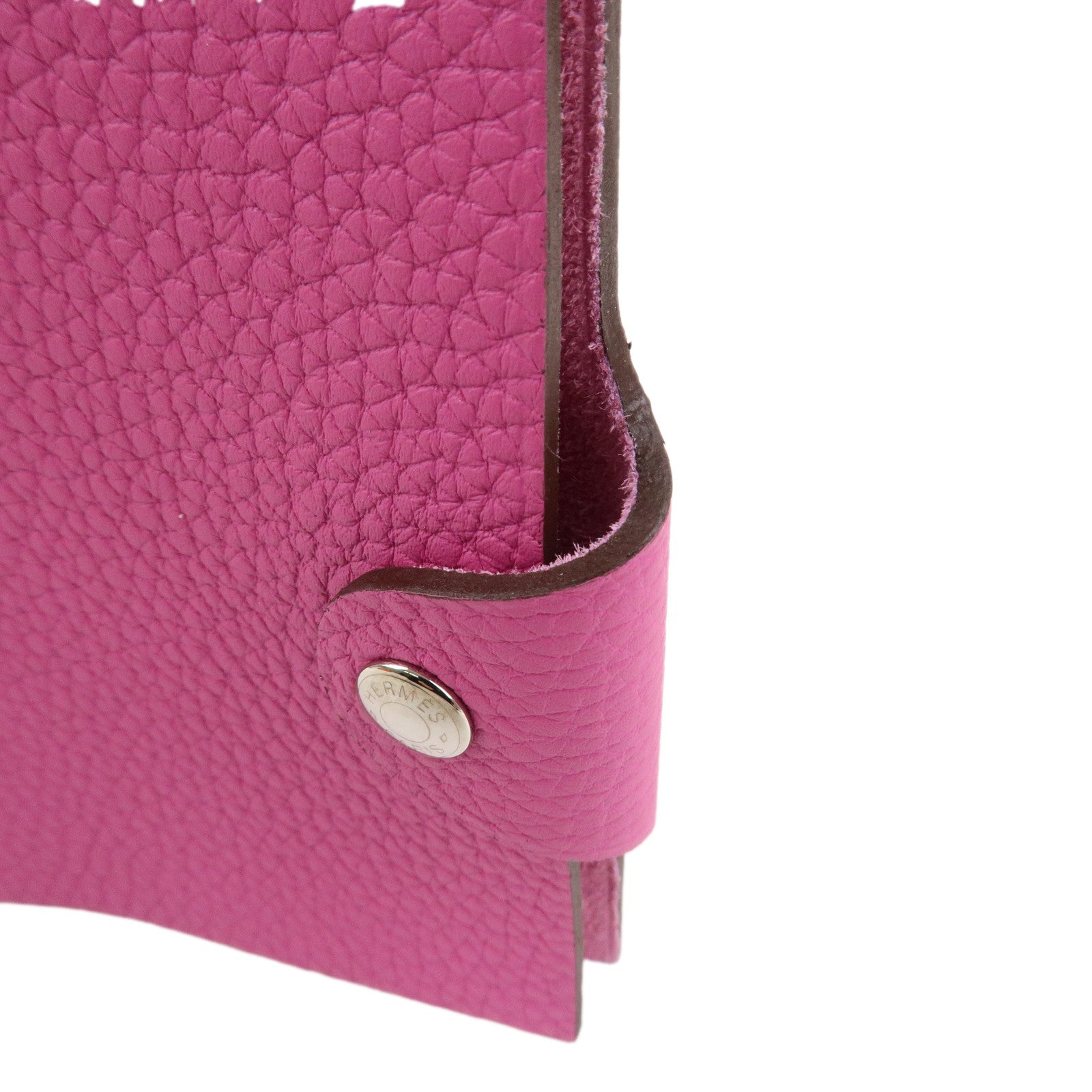 HERMES Ulysse Mini Leather C Stamped Note Book Cover Pink