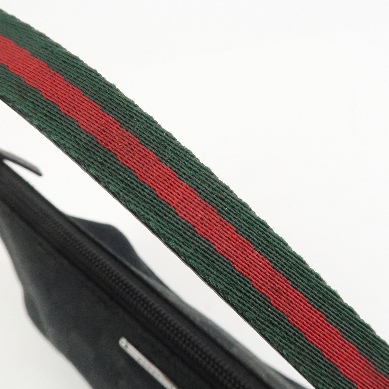 GUCCI Sherry Boat Bag GG Canvas Leather Hand Bag Black 141809