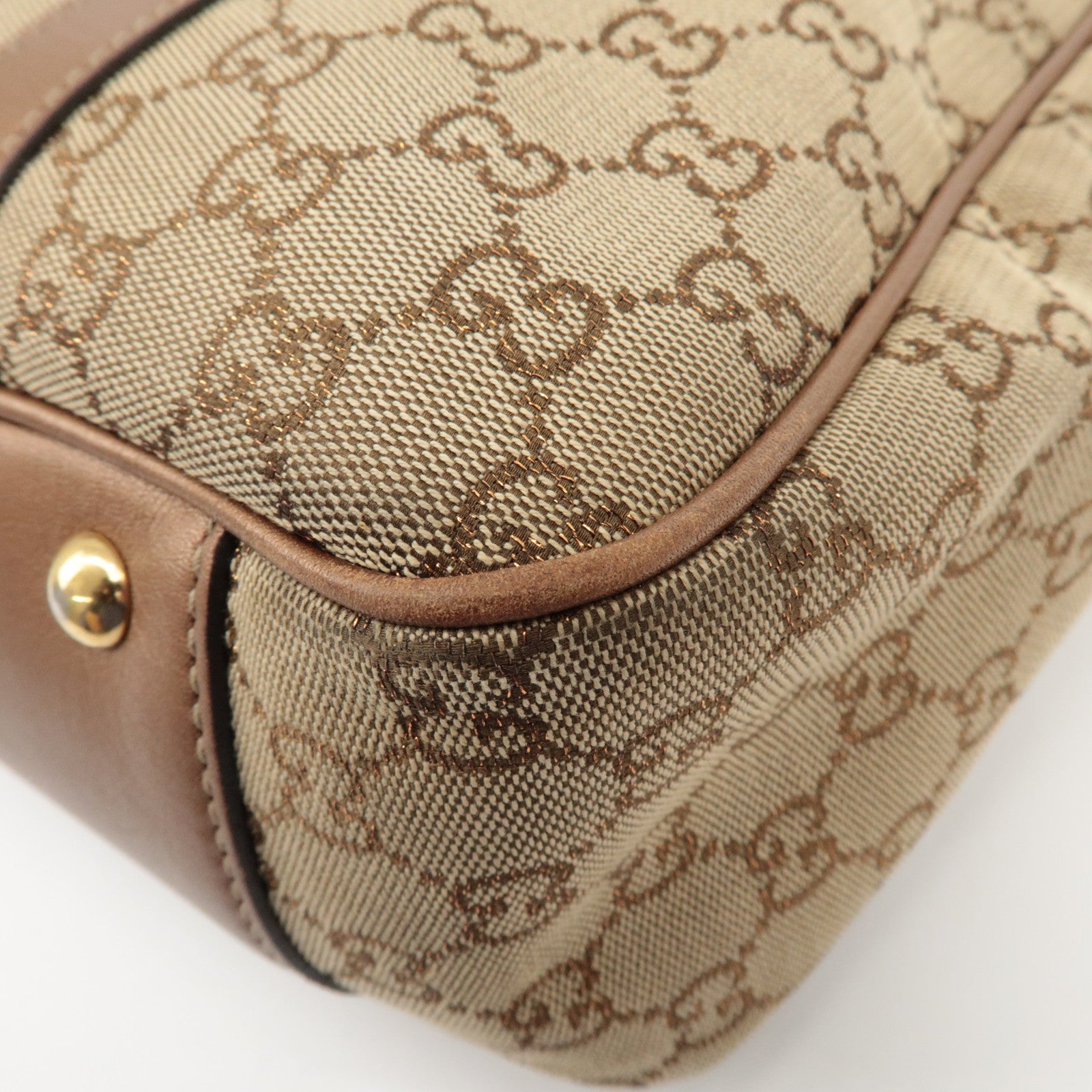 GUCCI GG Twins GG Canvas Leather Tote Bag Beige Bronze 232957 Used